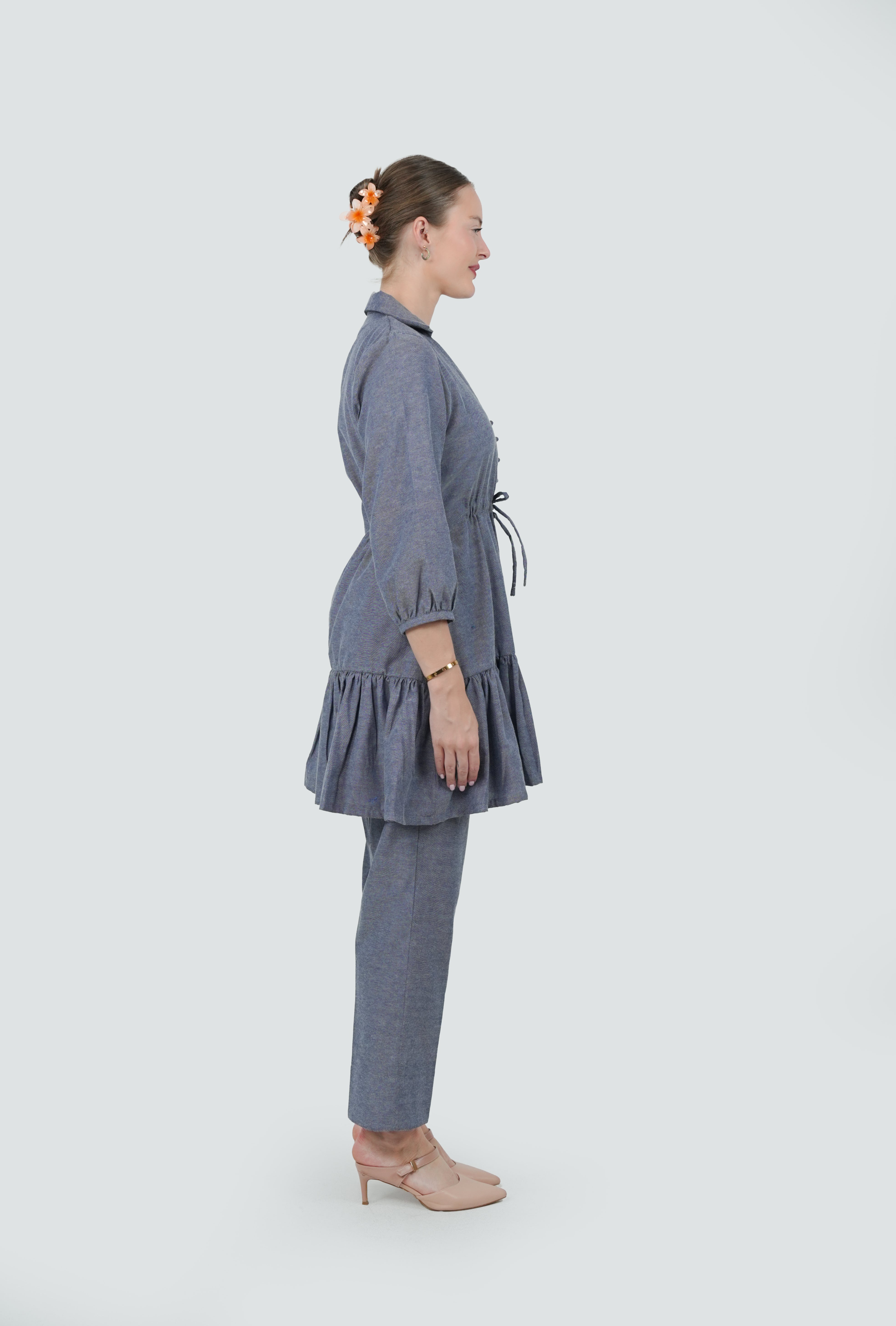ANQ-10041-Lake Blue Summer Denim Co Ord Set