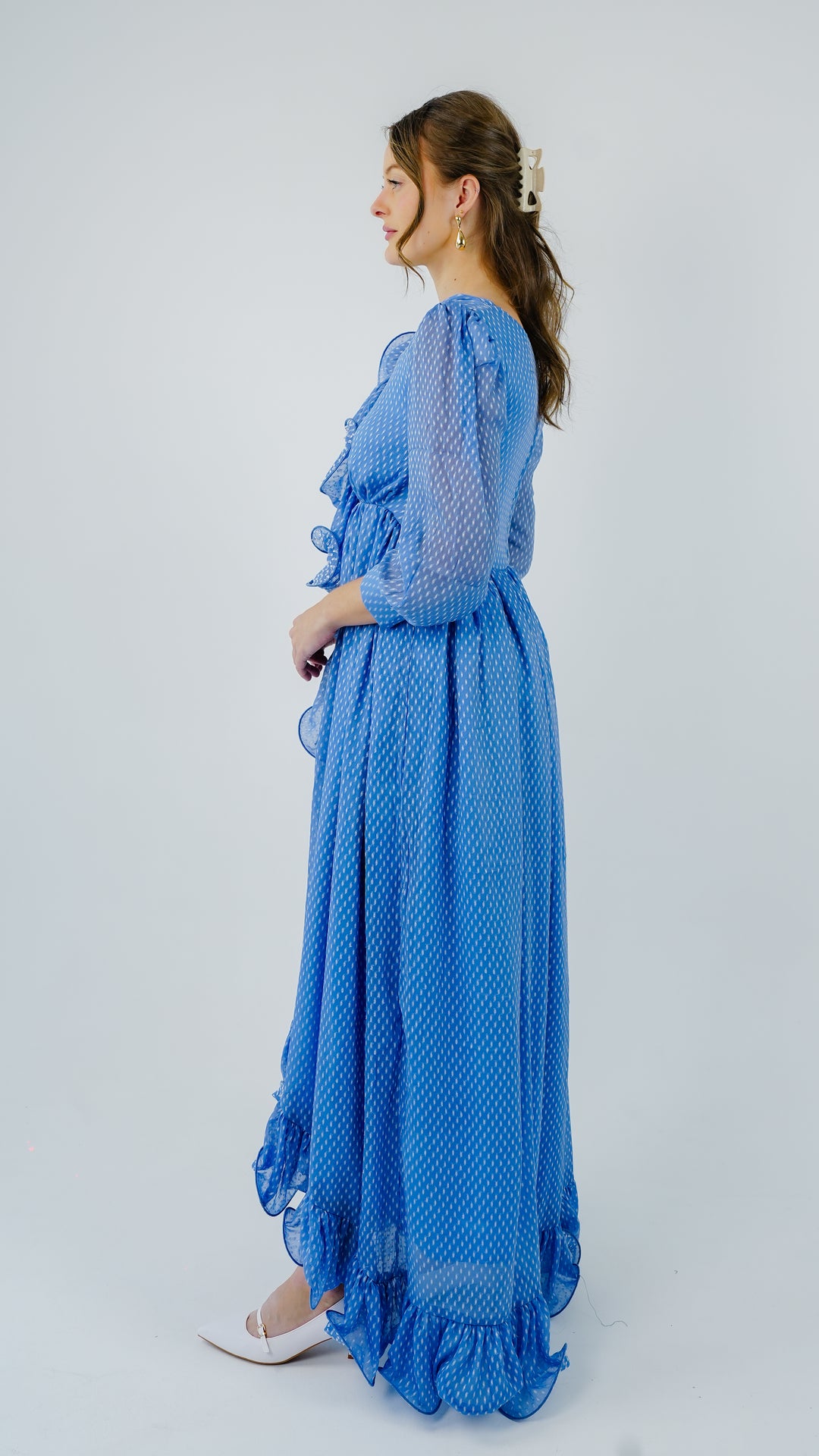Azure Cascade Chiffon Gown