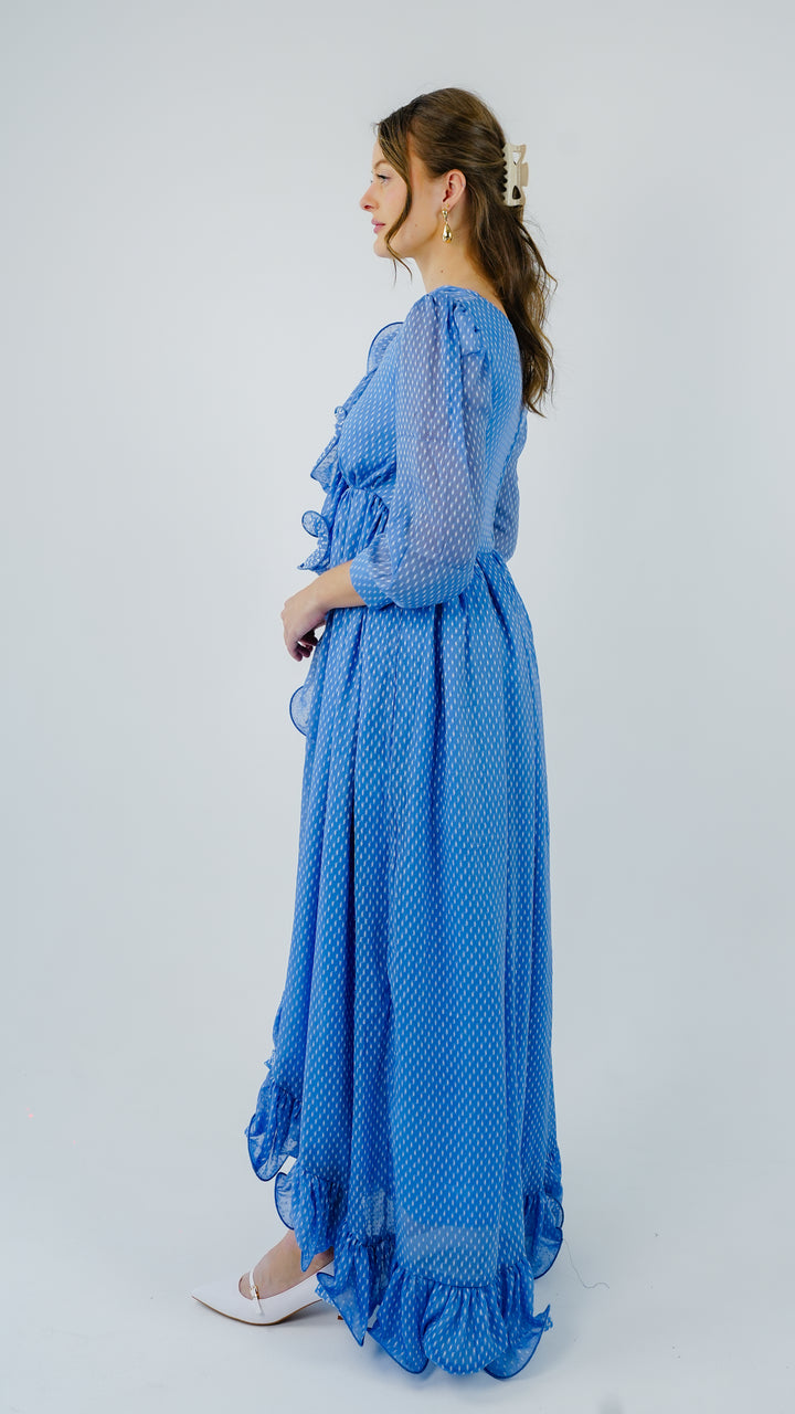 Azure Cascade Chiffon Gown