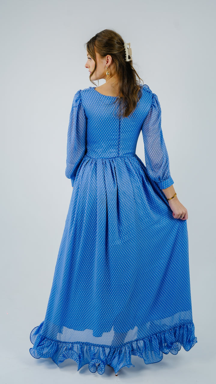 Azure Cascade Chiffon Gown