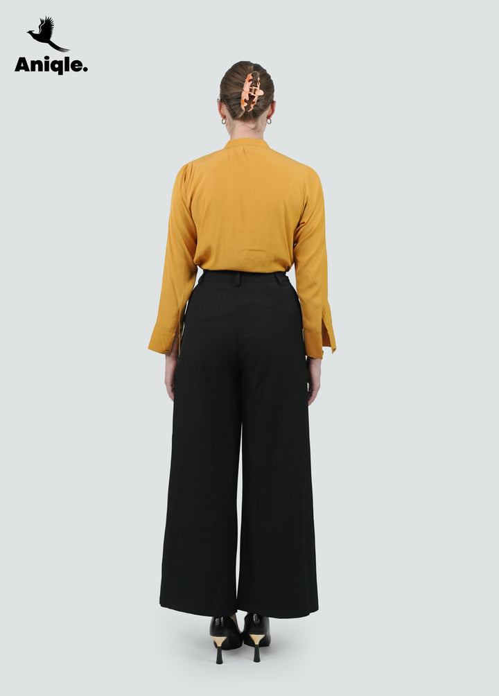Solea Mustard Pleated Front Blouse
