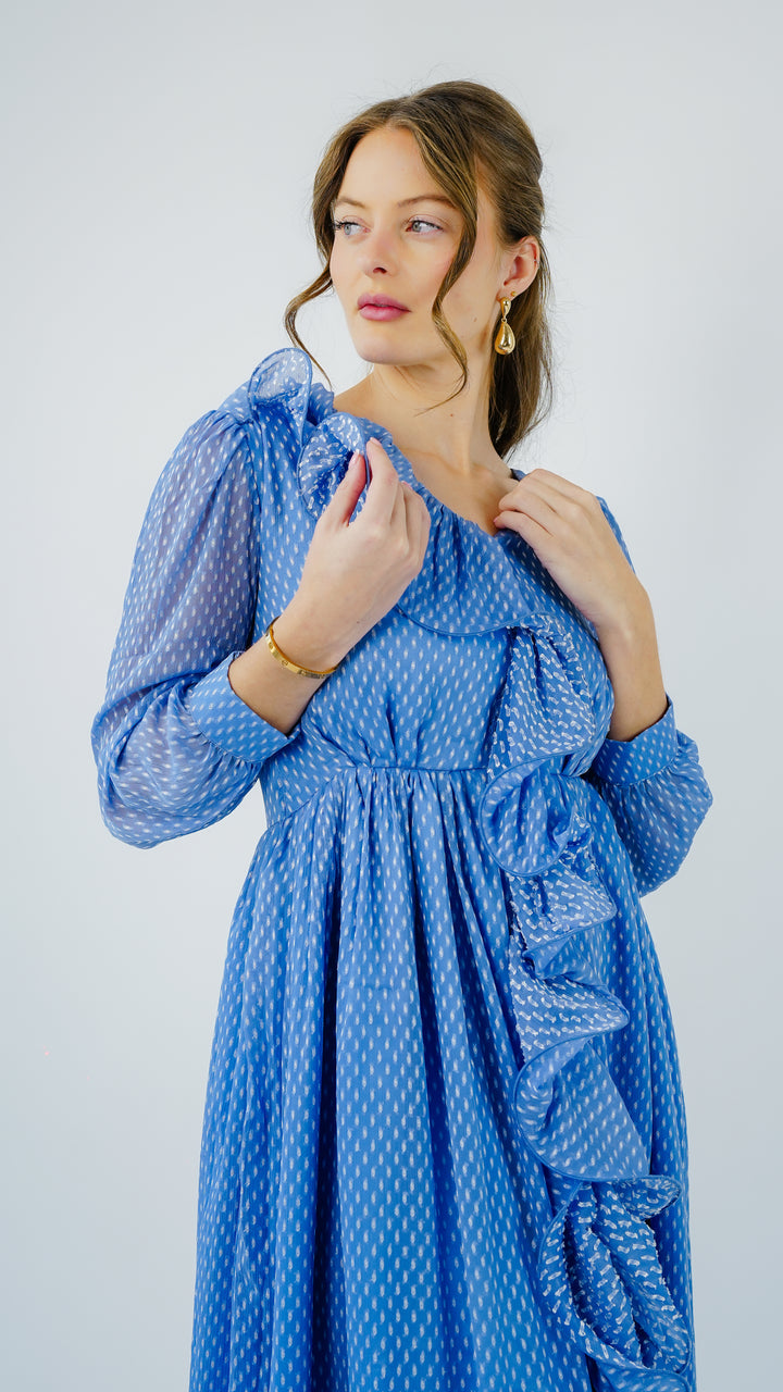 Azure Cascade Chiffon Gown