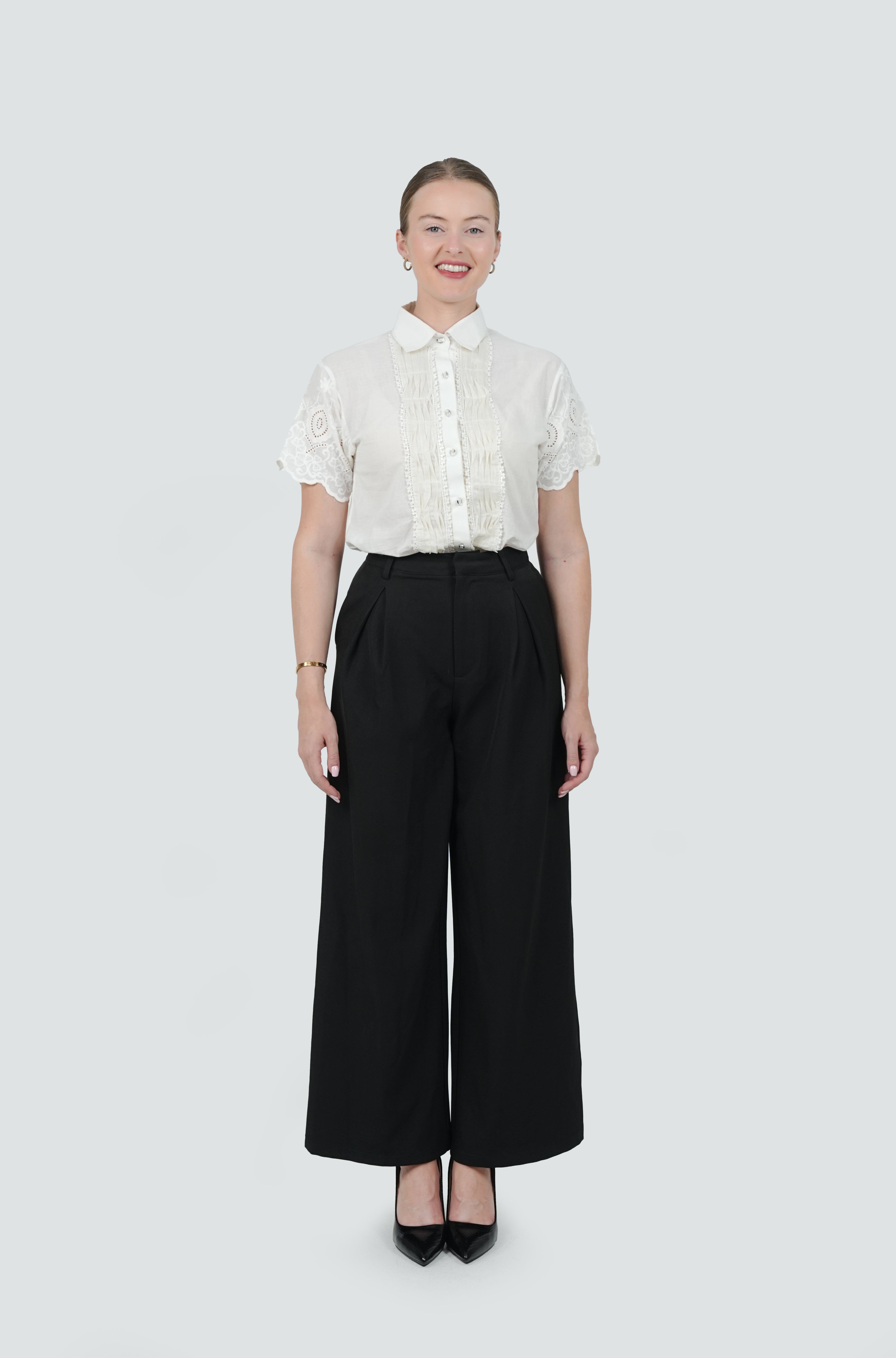 ANQ-10051-Ivory Lace Panel Shirt