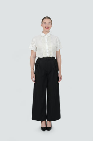 ANQ-10051-Ivory Lace Panel Shirt