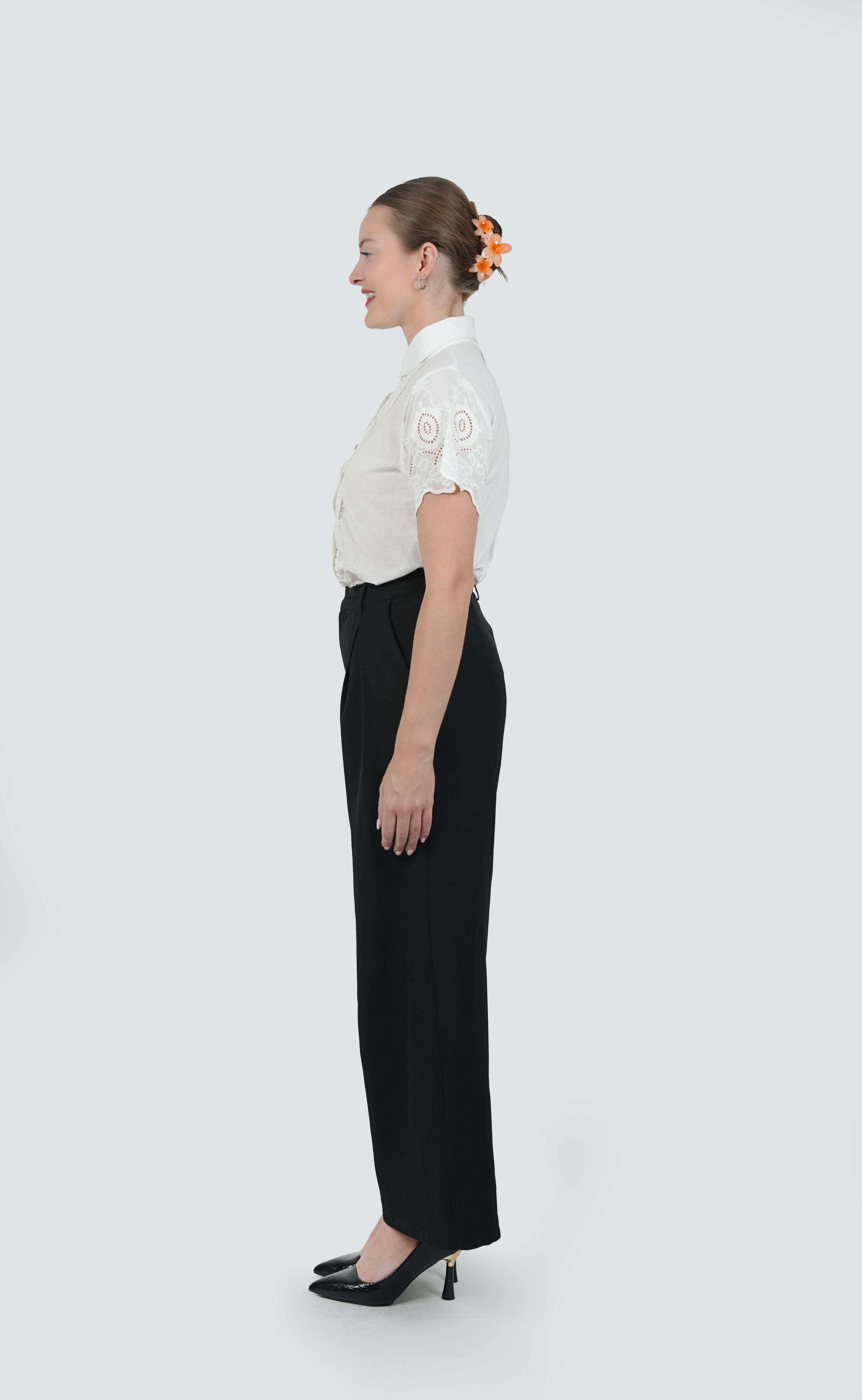 ANQ-10051-Ivory Lace Panel Shirt