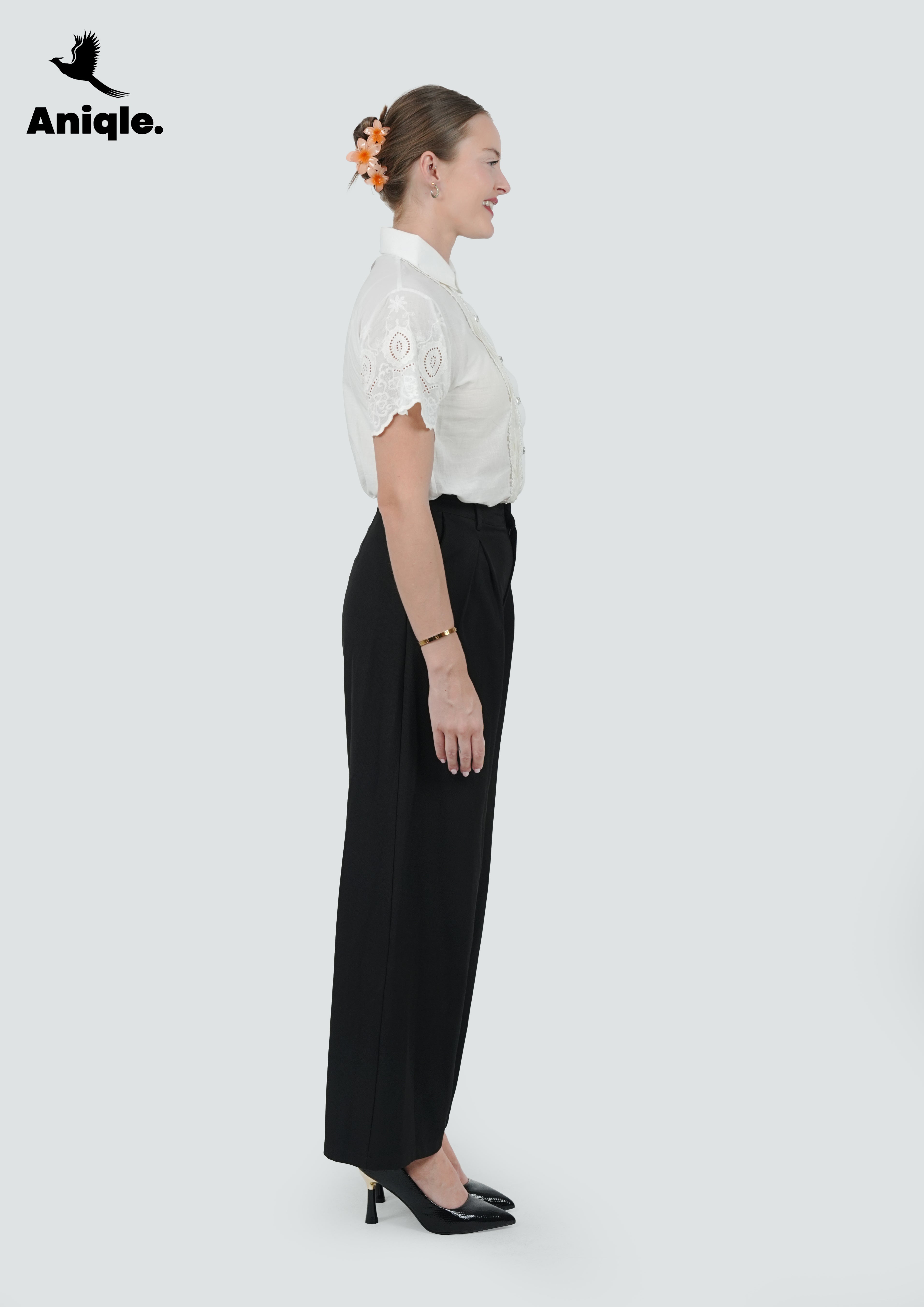 ANQ-10051-Ivory Lace Panel Shirt