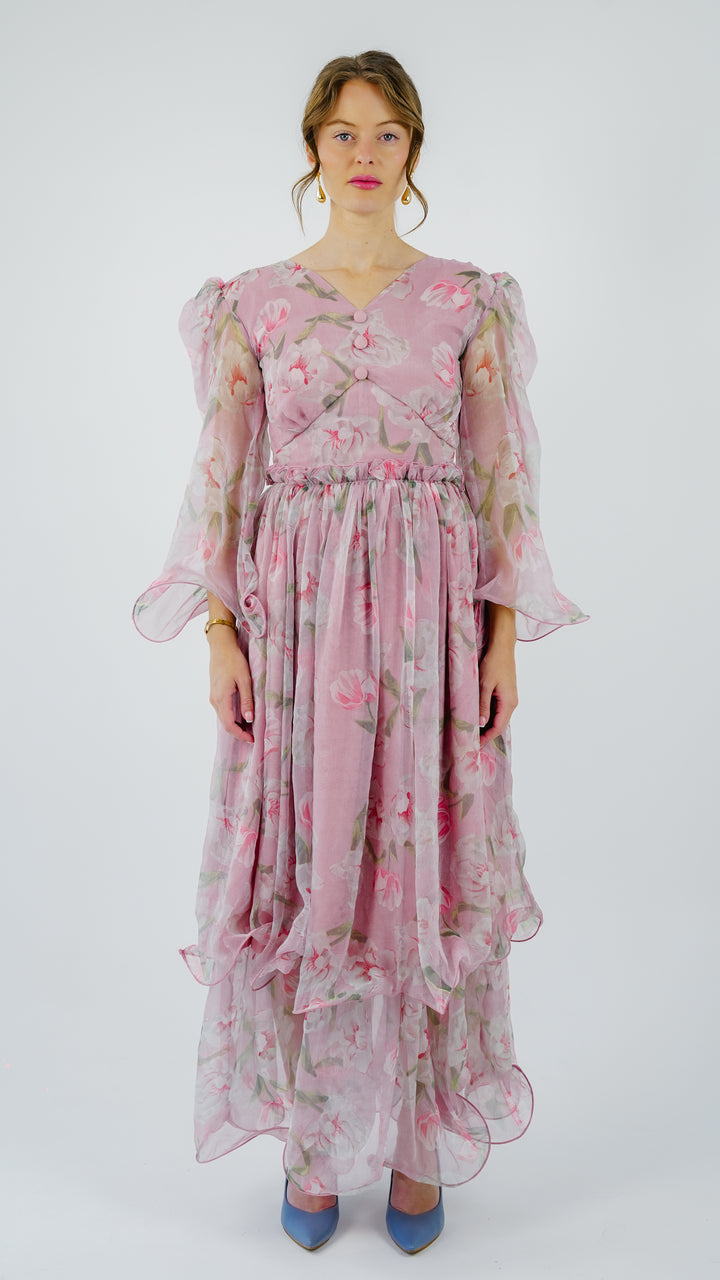 Rosé Garden Chiffon Gown