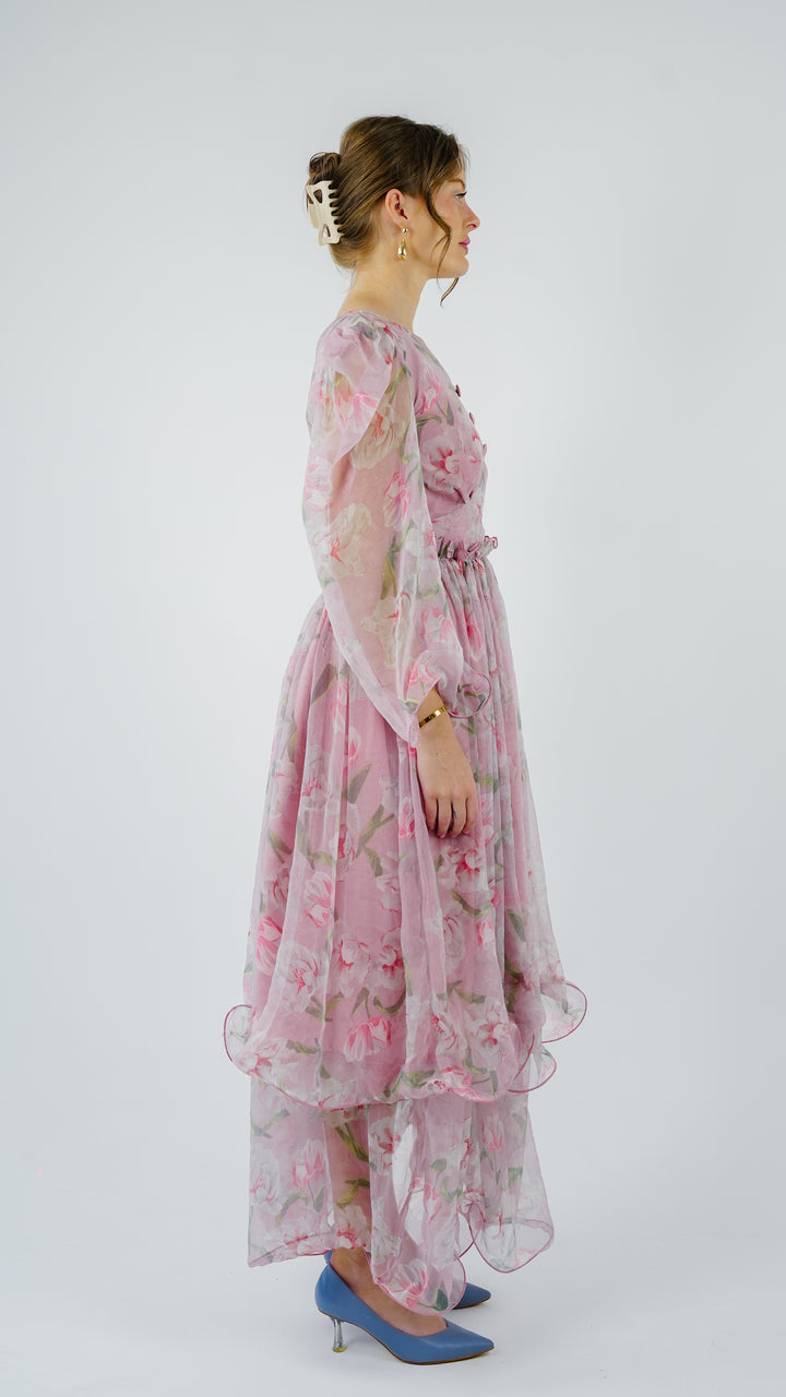Rosé Garden Chiffon Gown