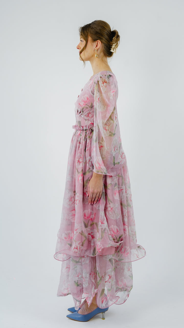 Rosé Garden Chiffon Gown