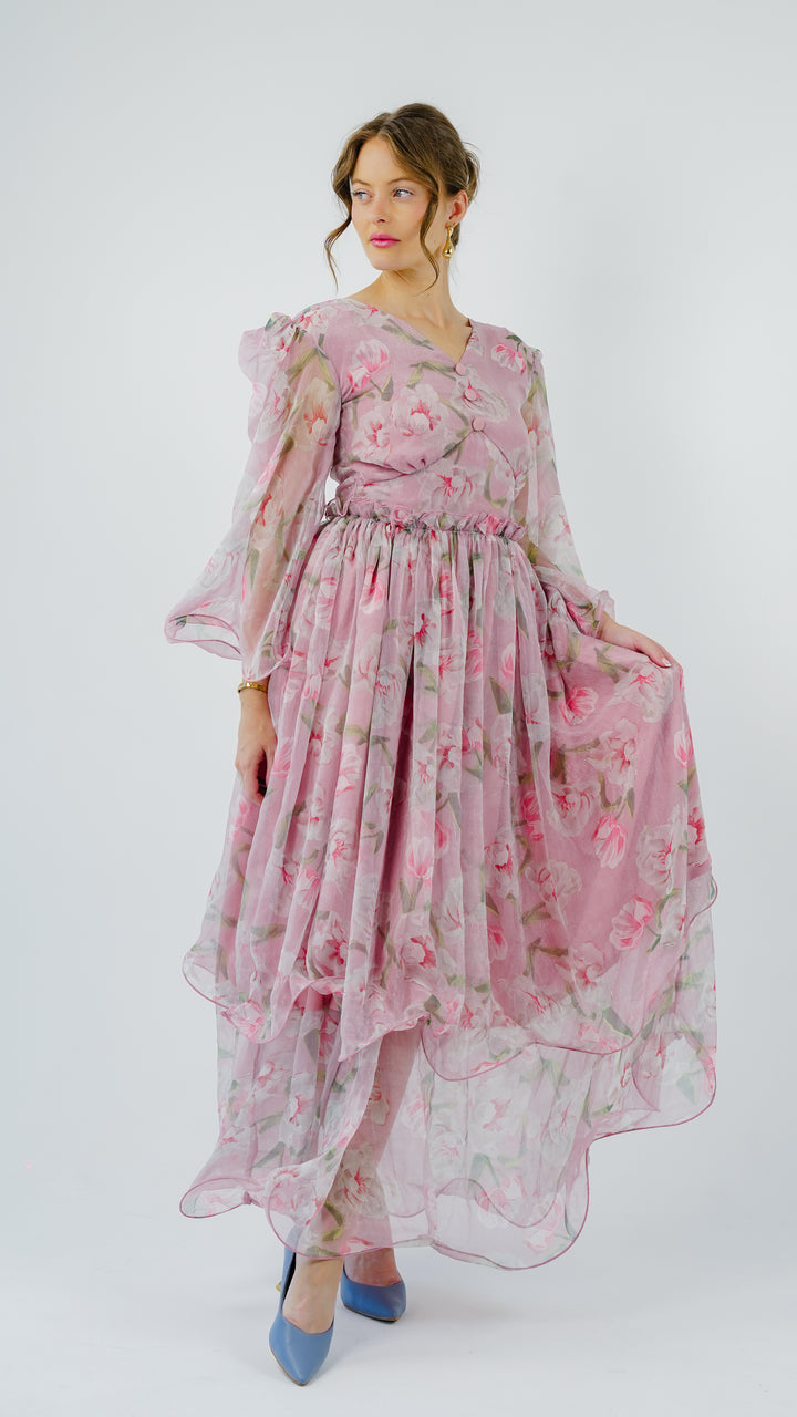 Rosé Garden Chiffon Gown