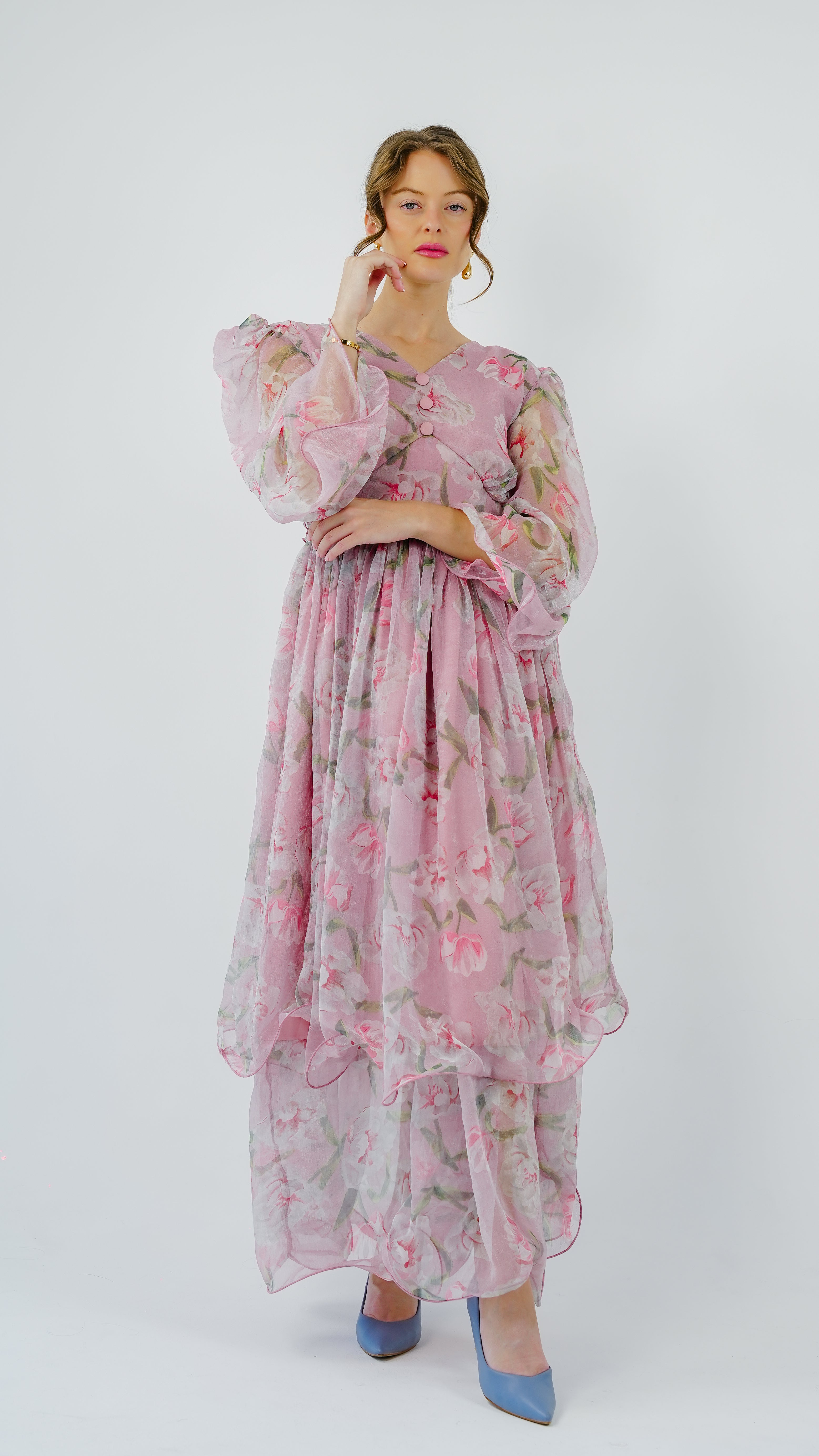 ANQ-10026-Rosé Garden Chiffon Gown