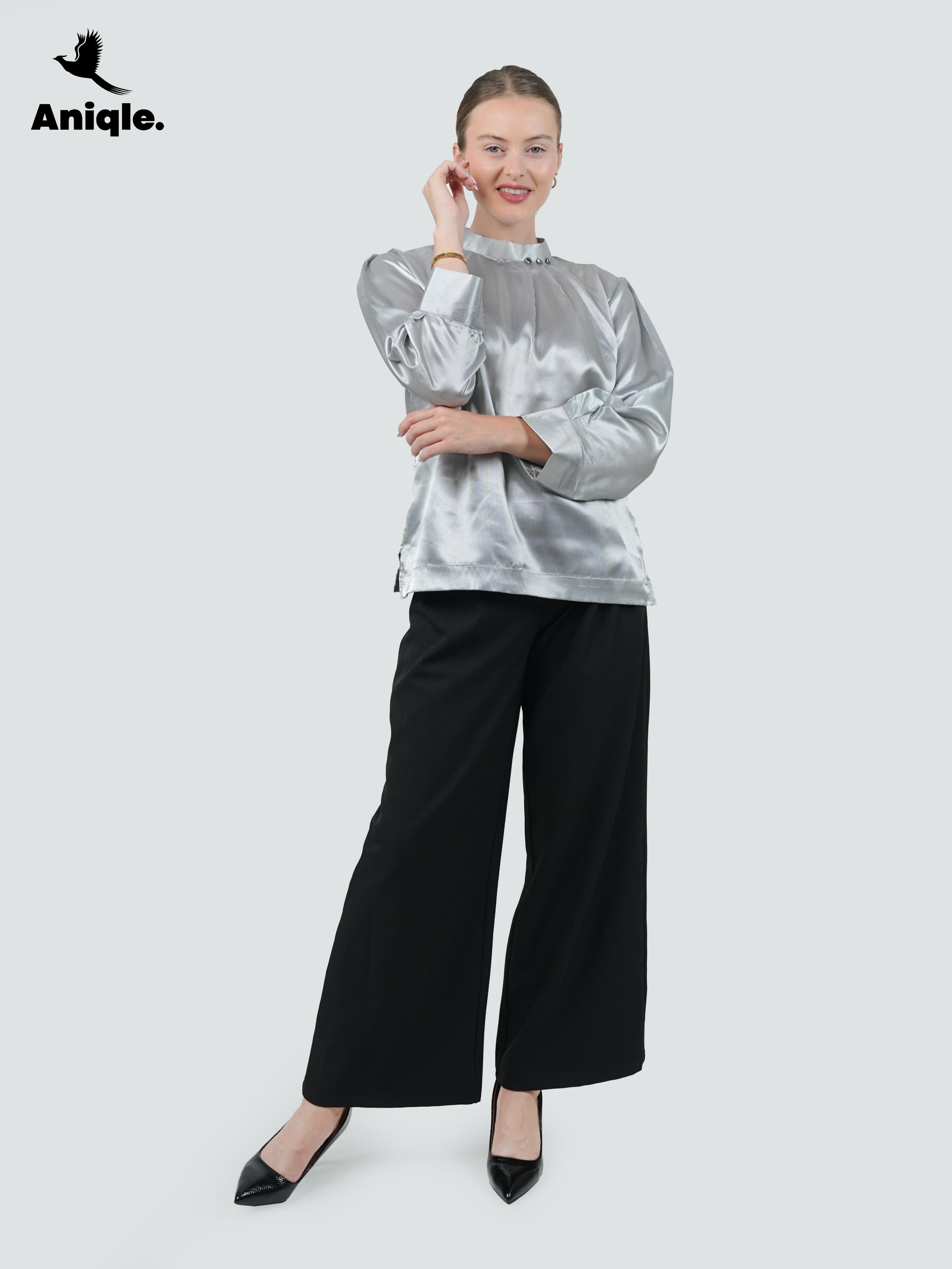 ANQ-10043-Luna Silver Lustre Blouse
