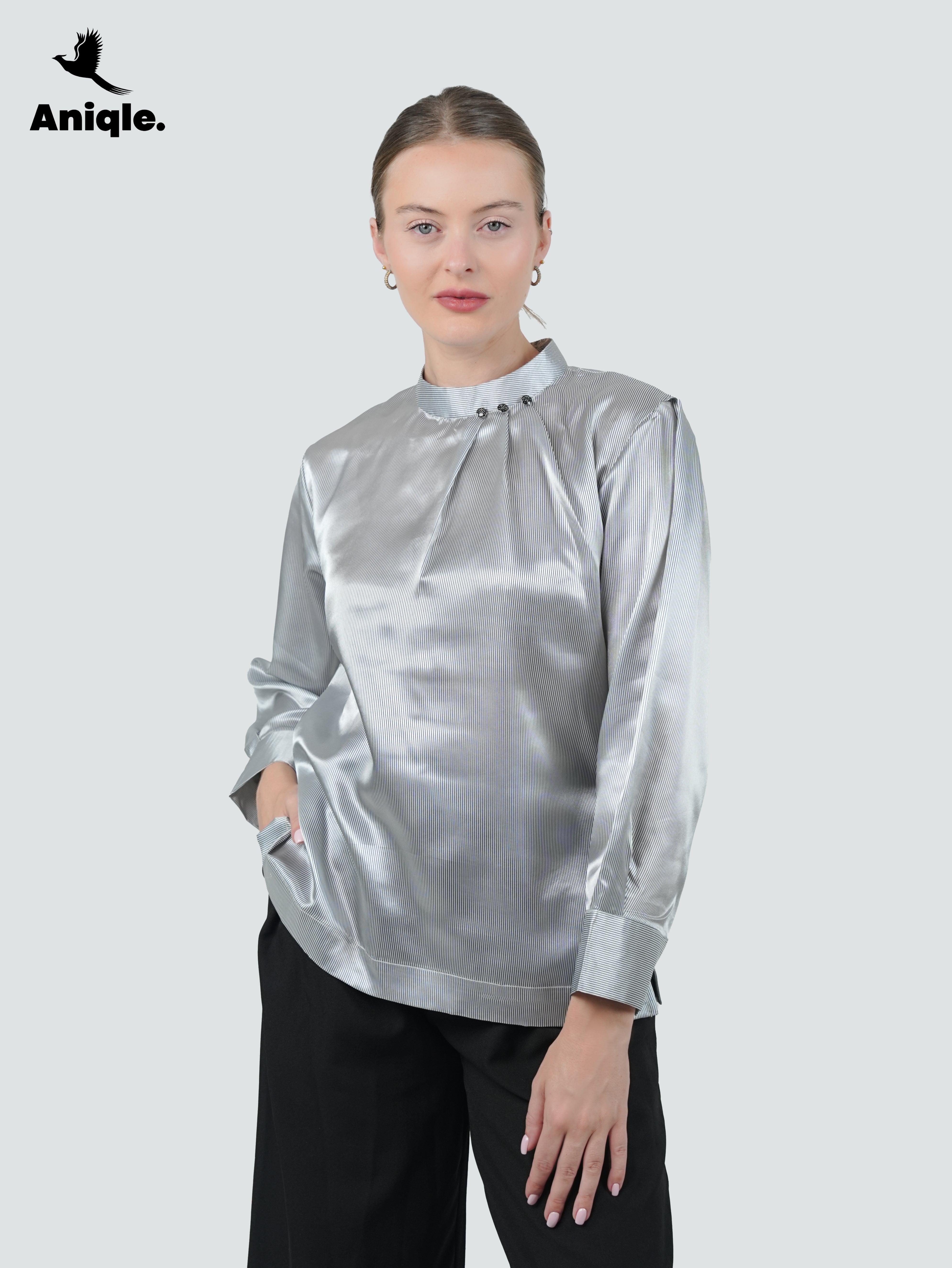 ANQ-10043-Luna Silver Lustre Blouse