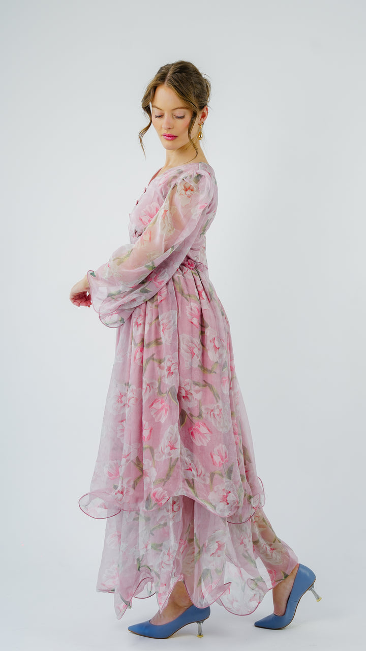 Rosé Garden Chiffon Gown