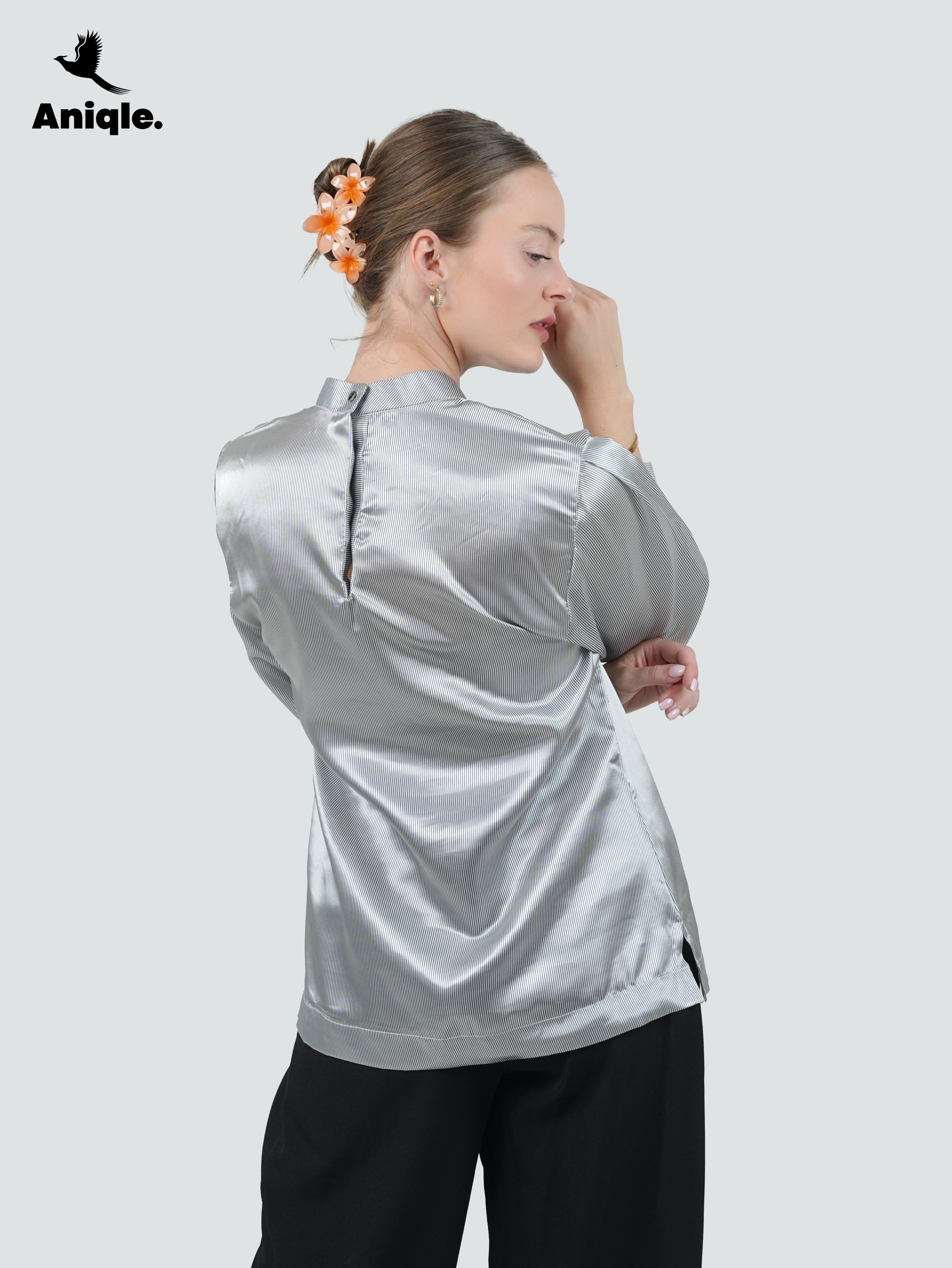 ANQ-10043-Luna Silver Lustre Blouse