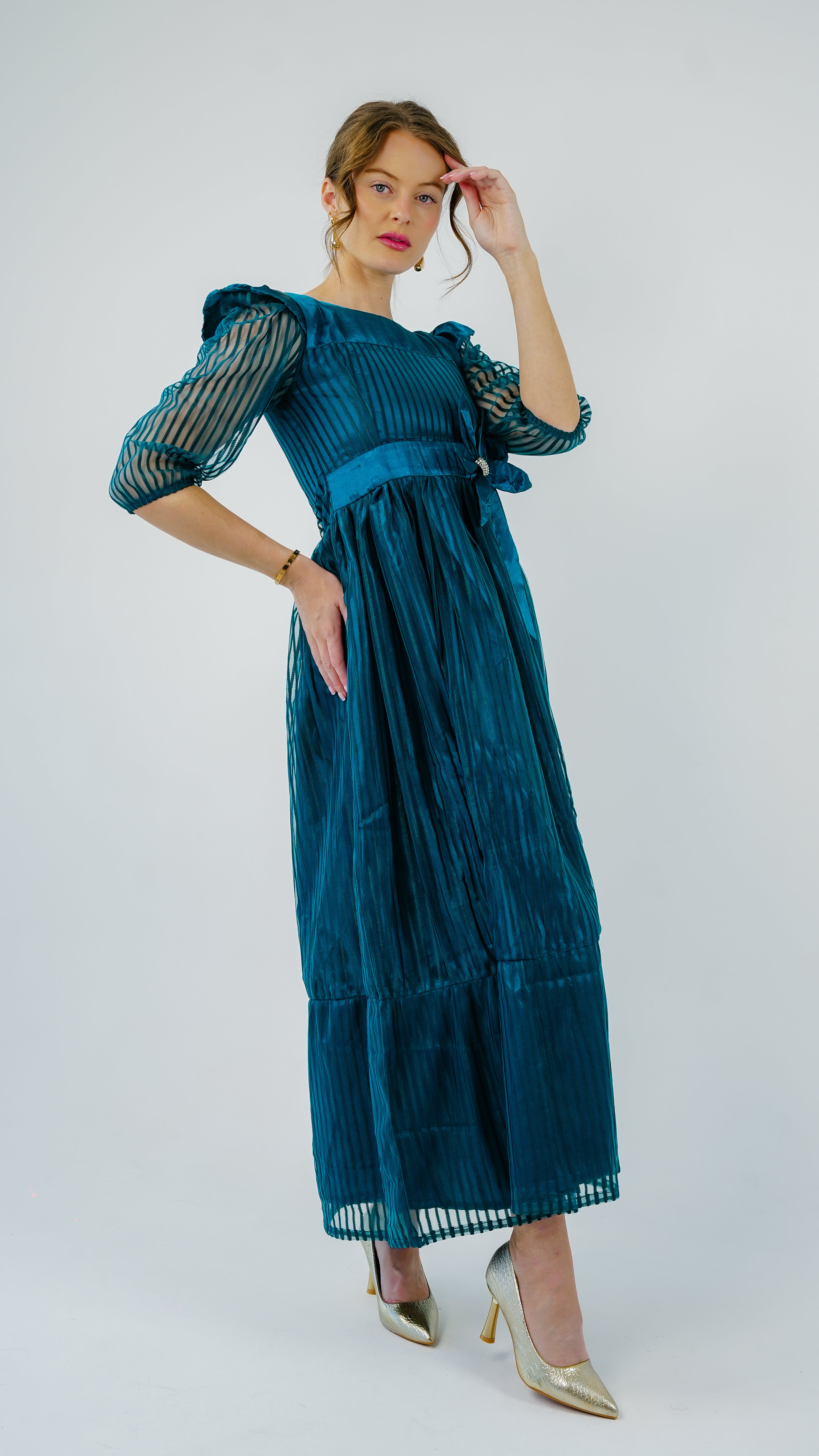 ANQ-10024-Peacock Teal Radiance Gown