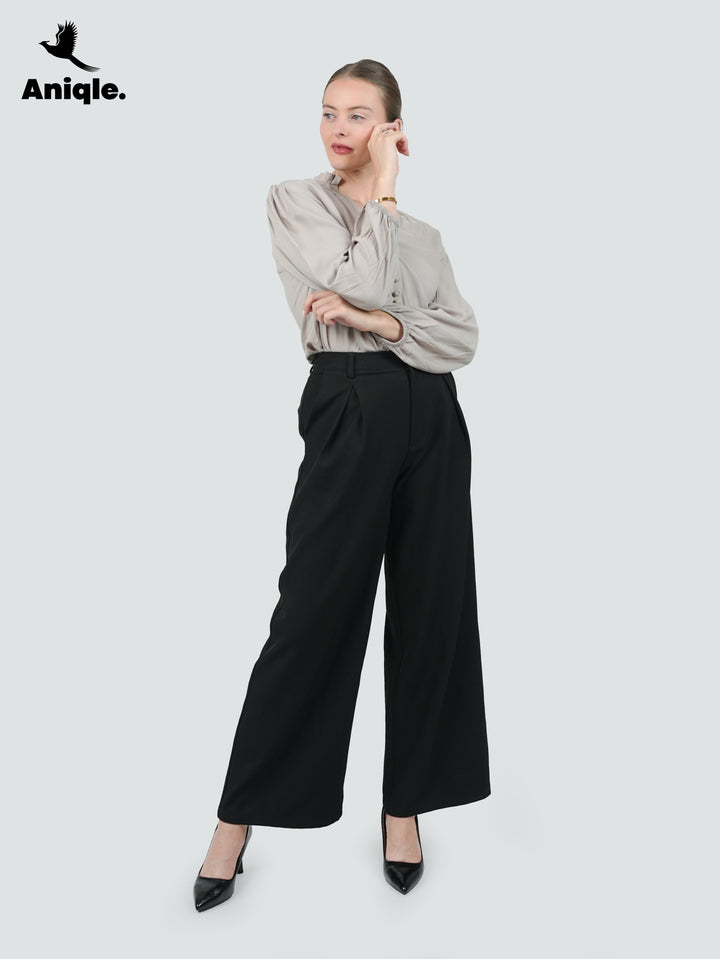 Taupe Ruffle-Collar Crepe Shirt