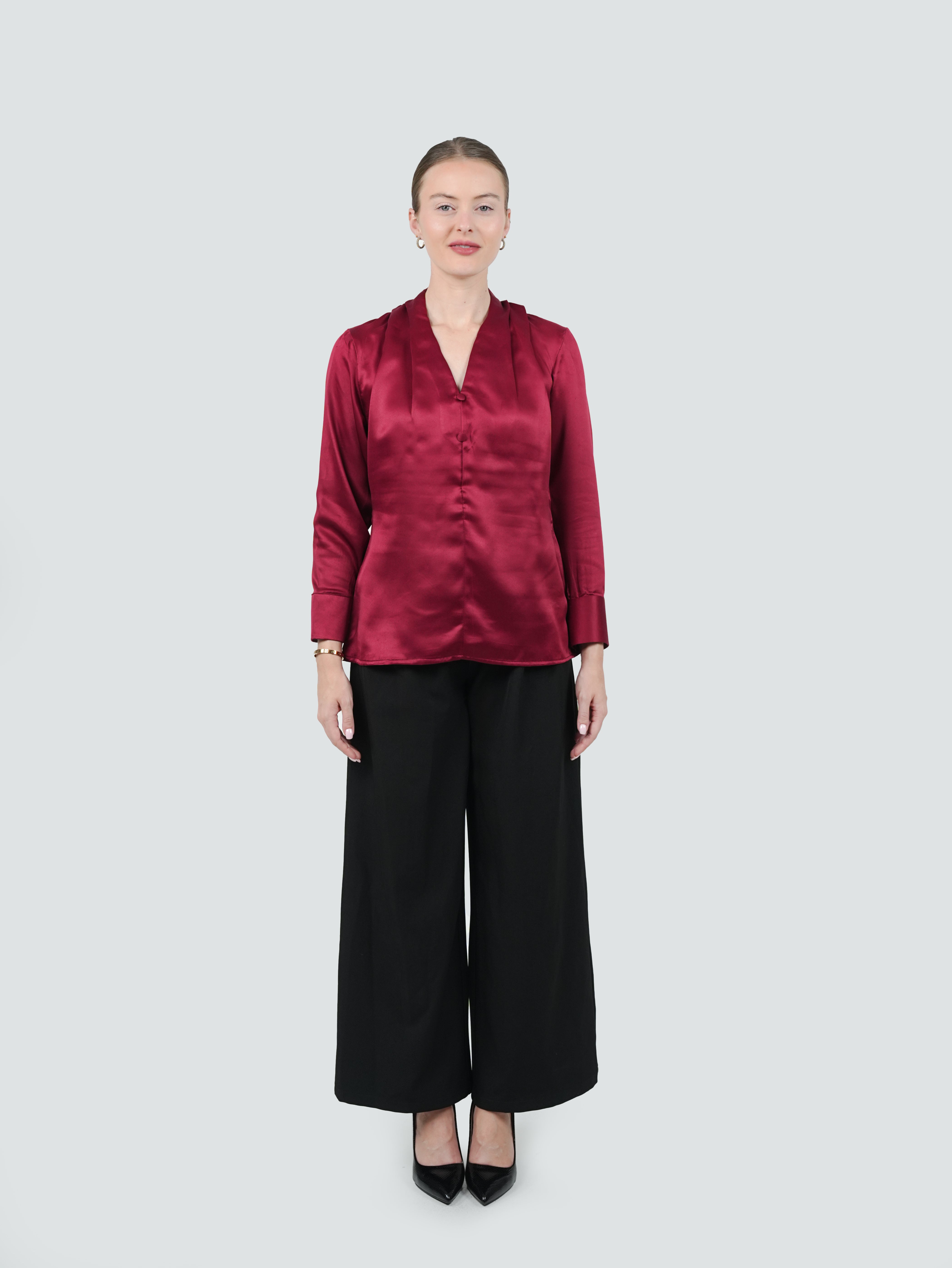 ANQ-10042-Merlot Satin Elegance Blouse