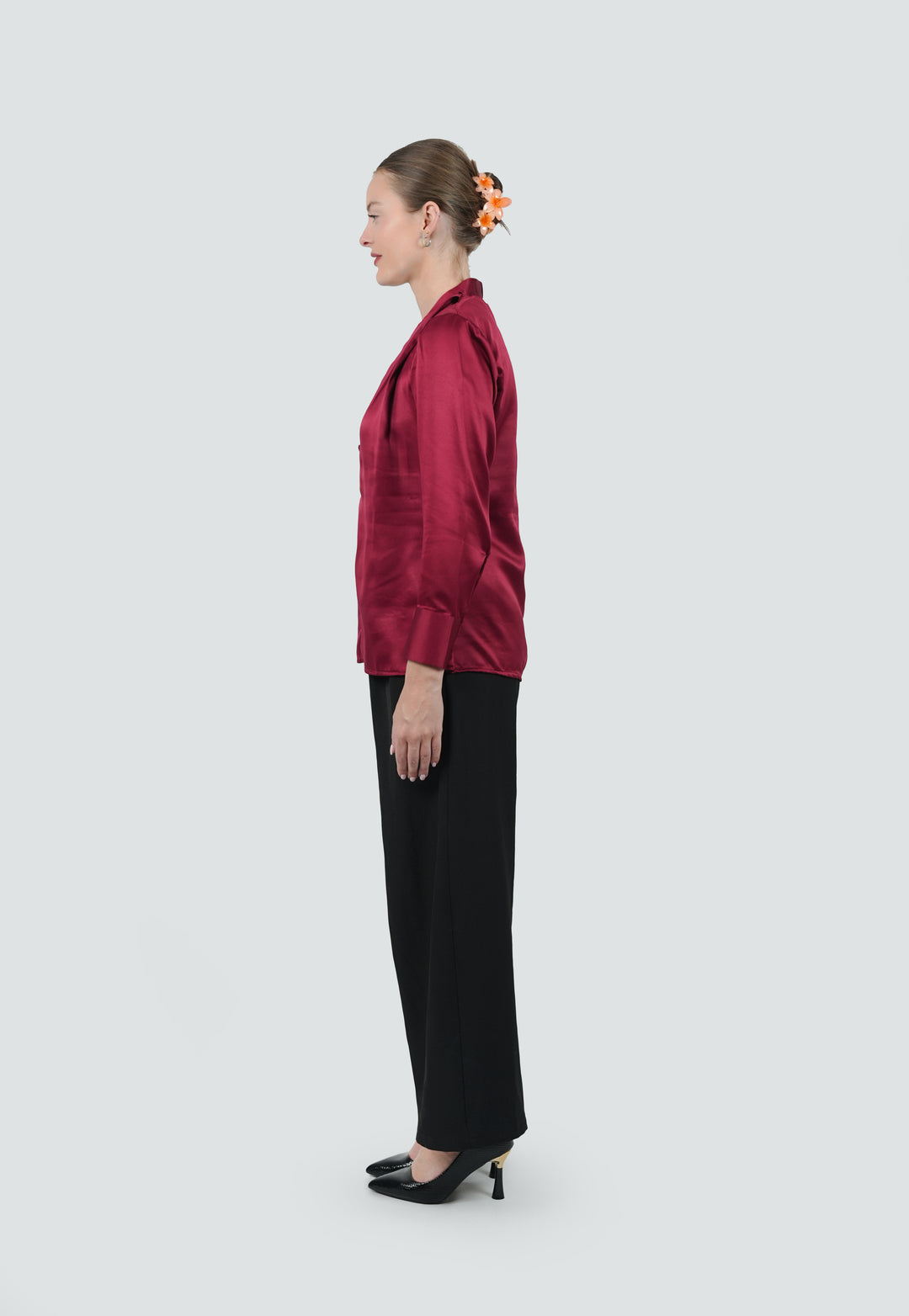 Merlot Satin Elegance Blouse