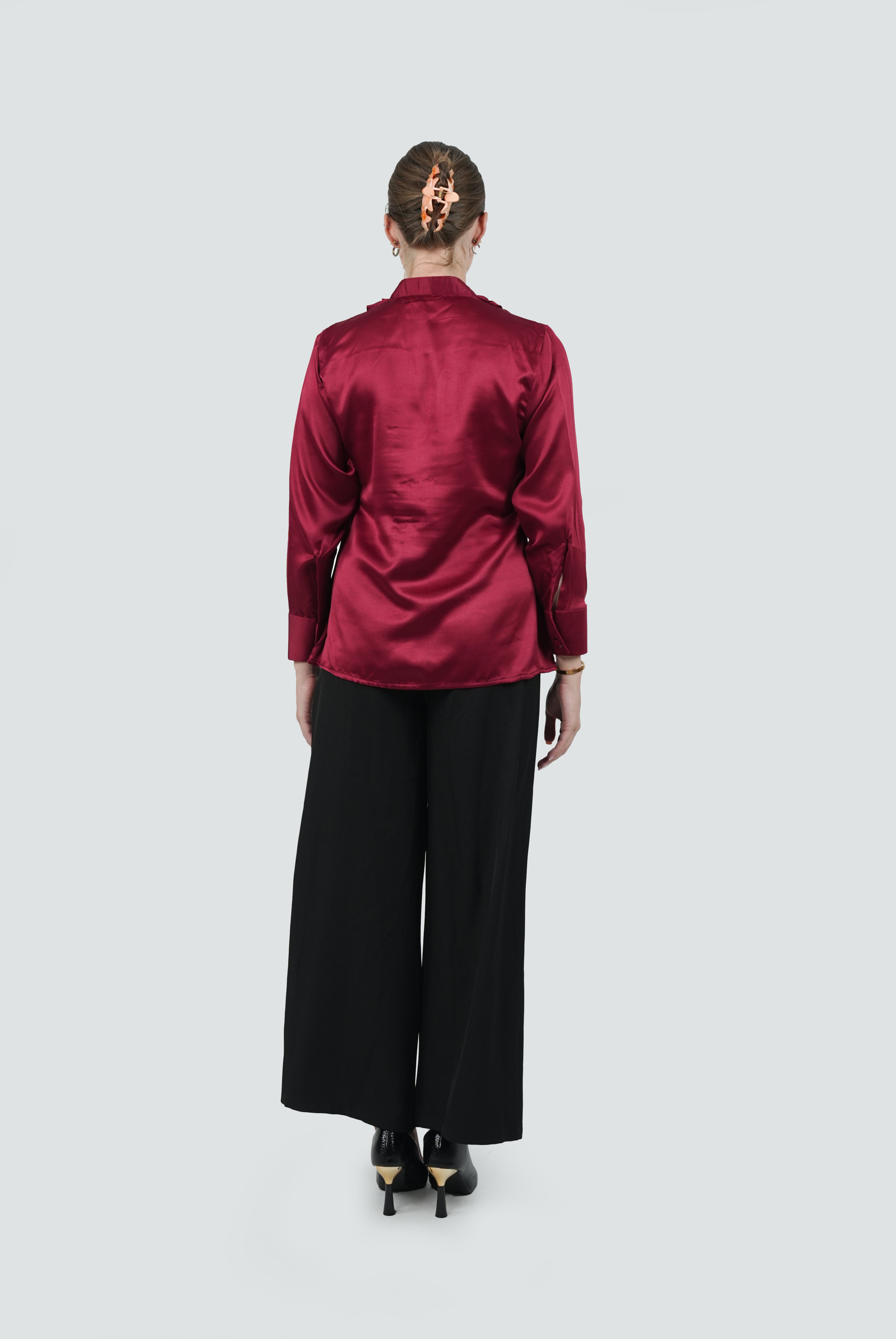 ANQ-10042-Merlot Satin Elegance Blouse