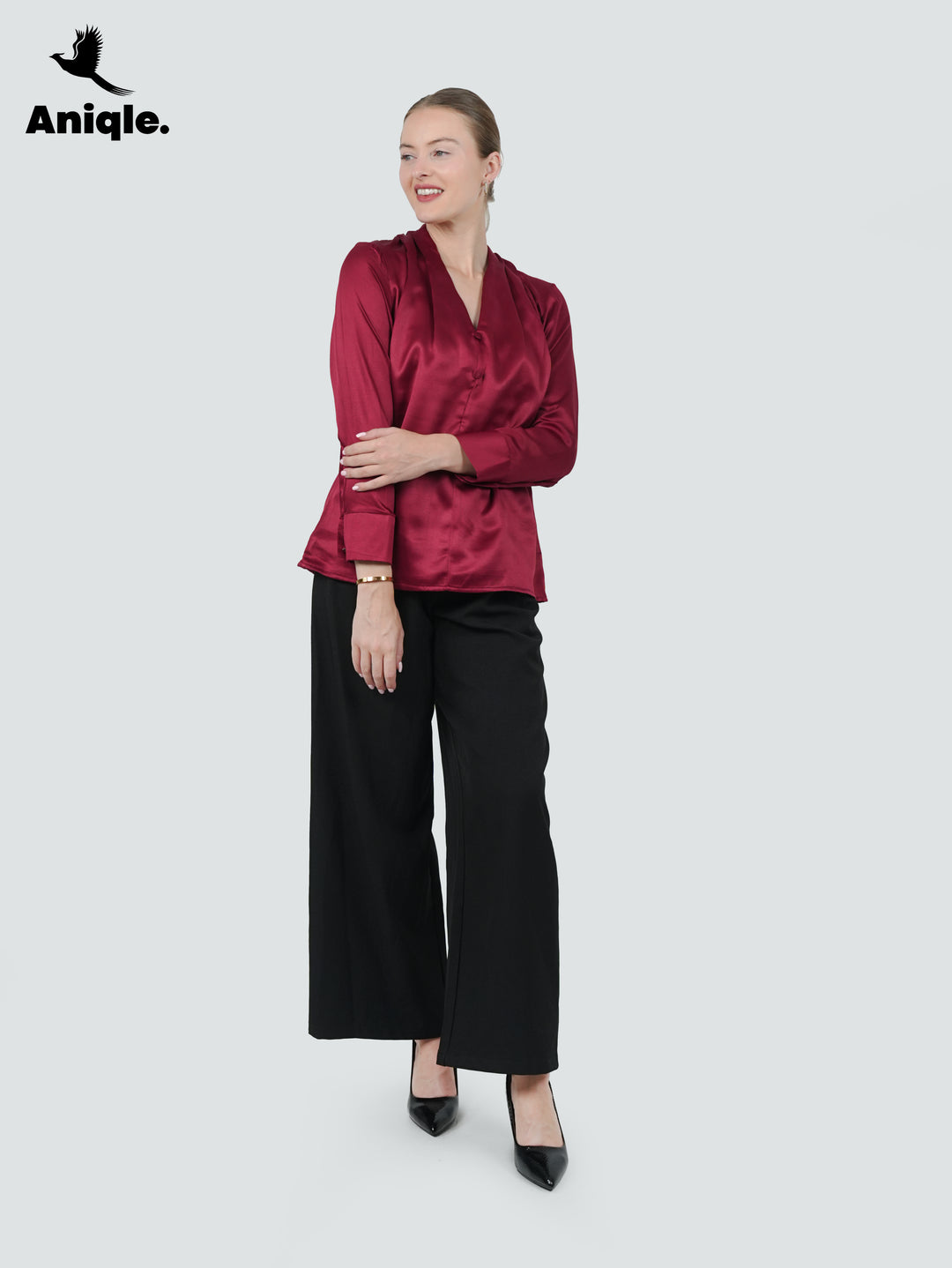 Merlot Satin Elegance Blouse