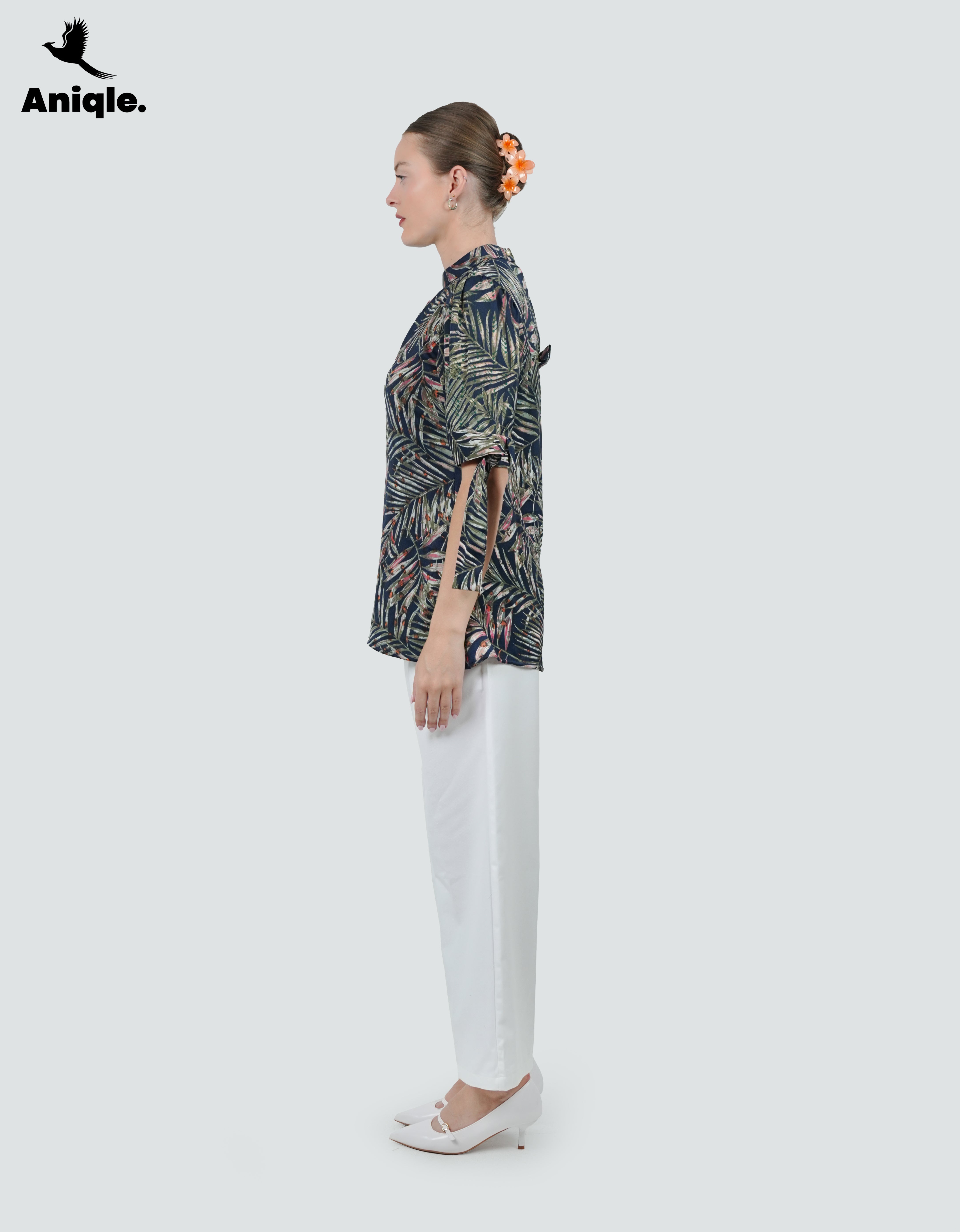 ANQ-10044-Tropical Crinkle Silk Shirt