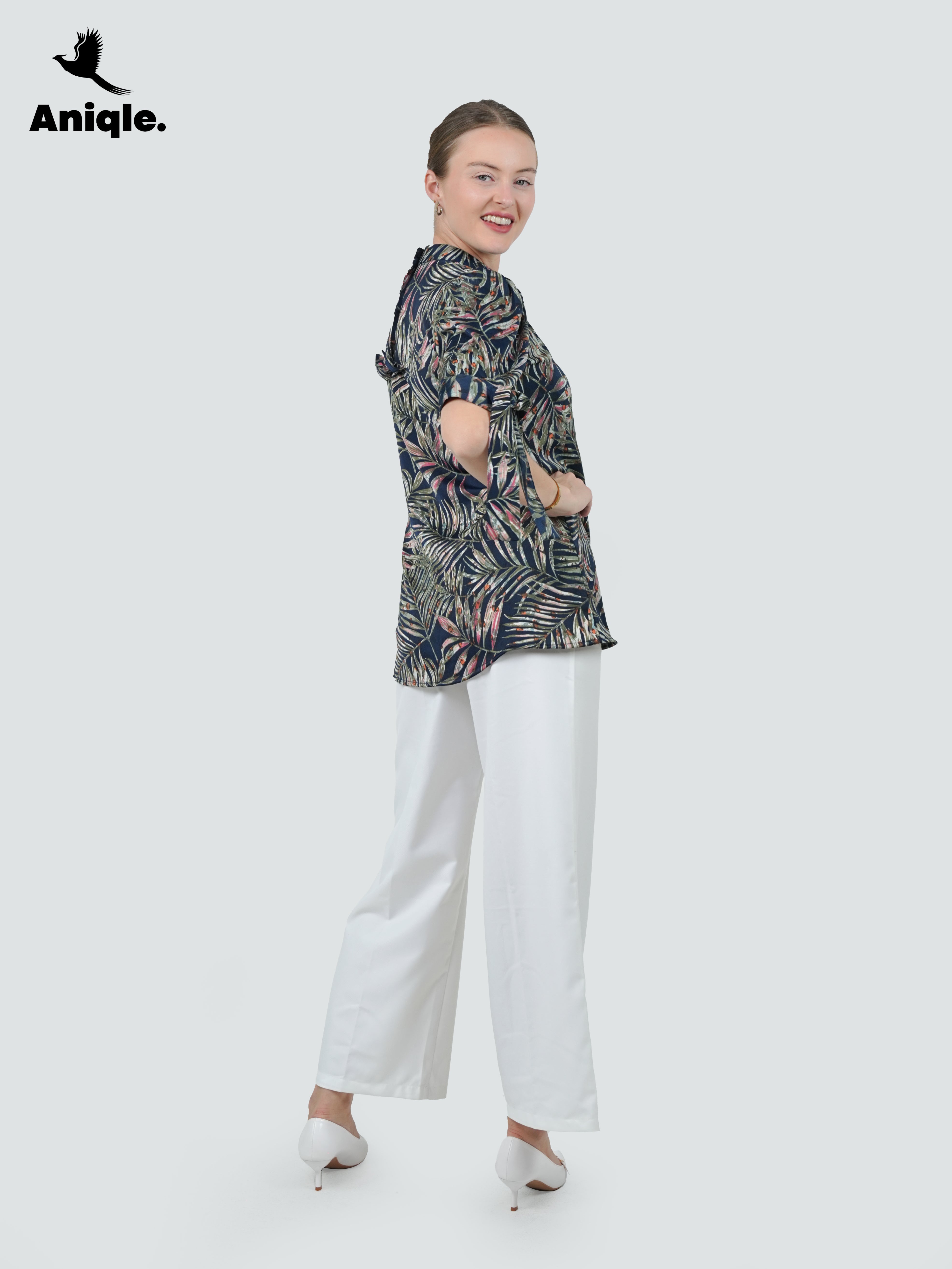 ANQ-10044-Tropical Crinkle Silk Shirt