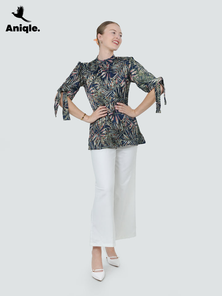 Tropical Crinkle Silk Shirt