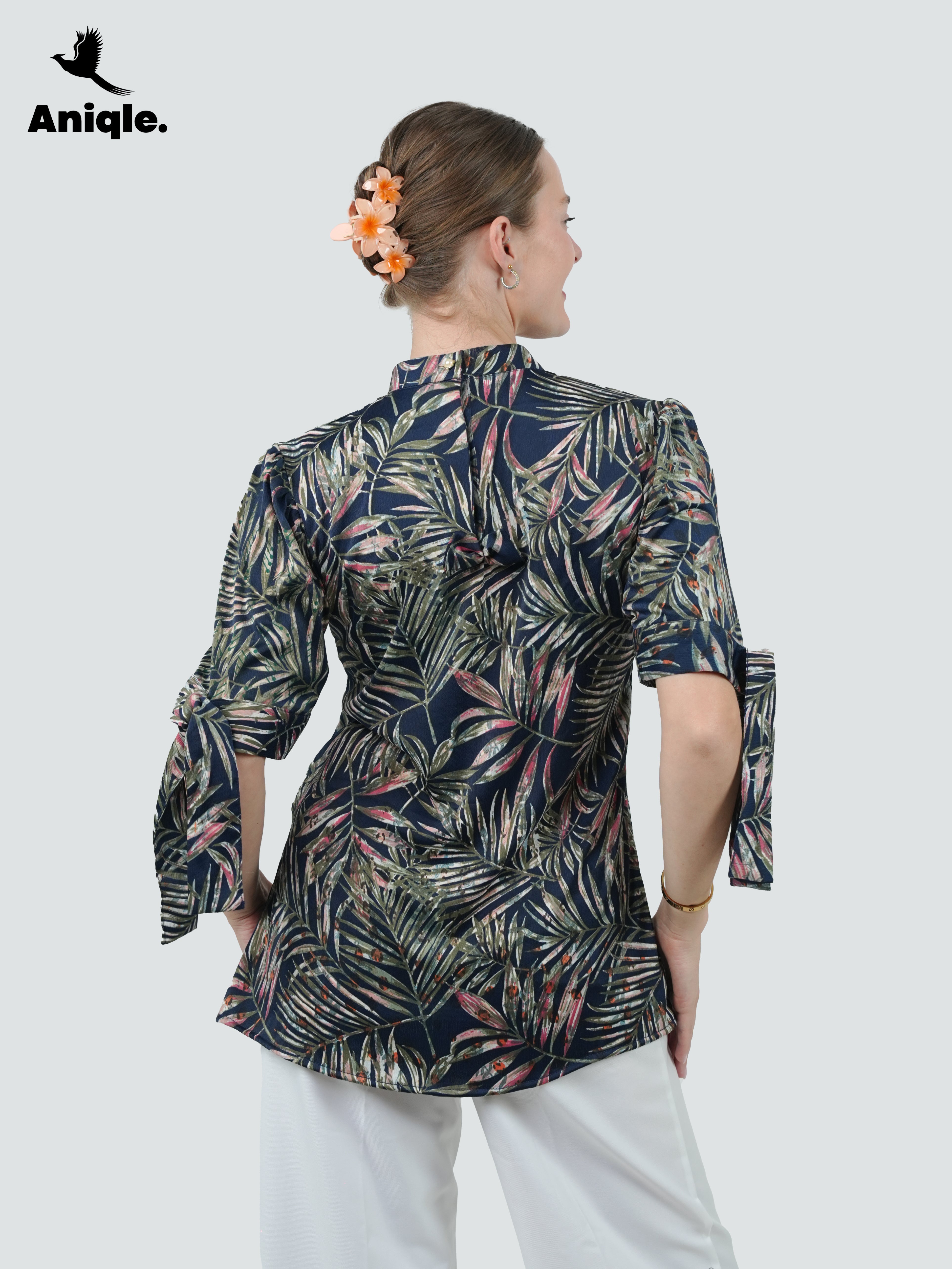 ANQ-10044-Tropical Crinkle Silk Shirt