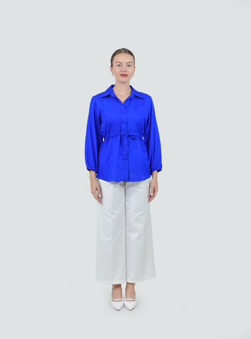ANQ-10046 Cobalt Crepe Cinch Shirt