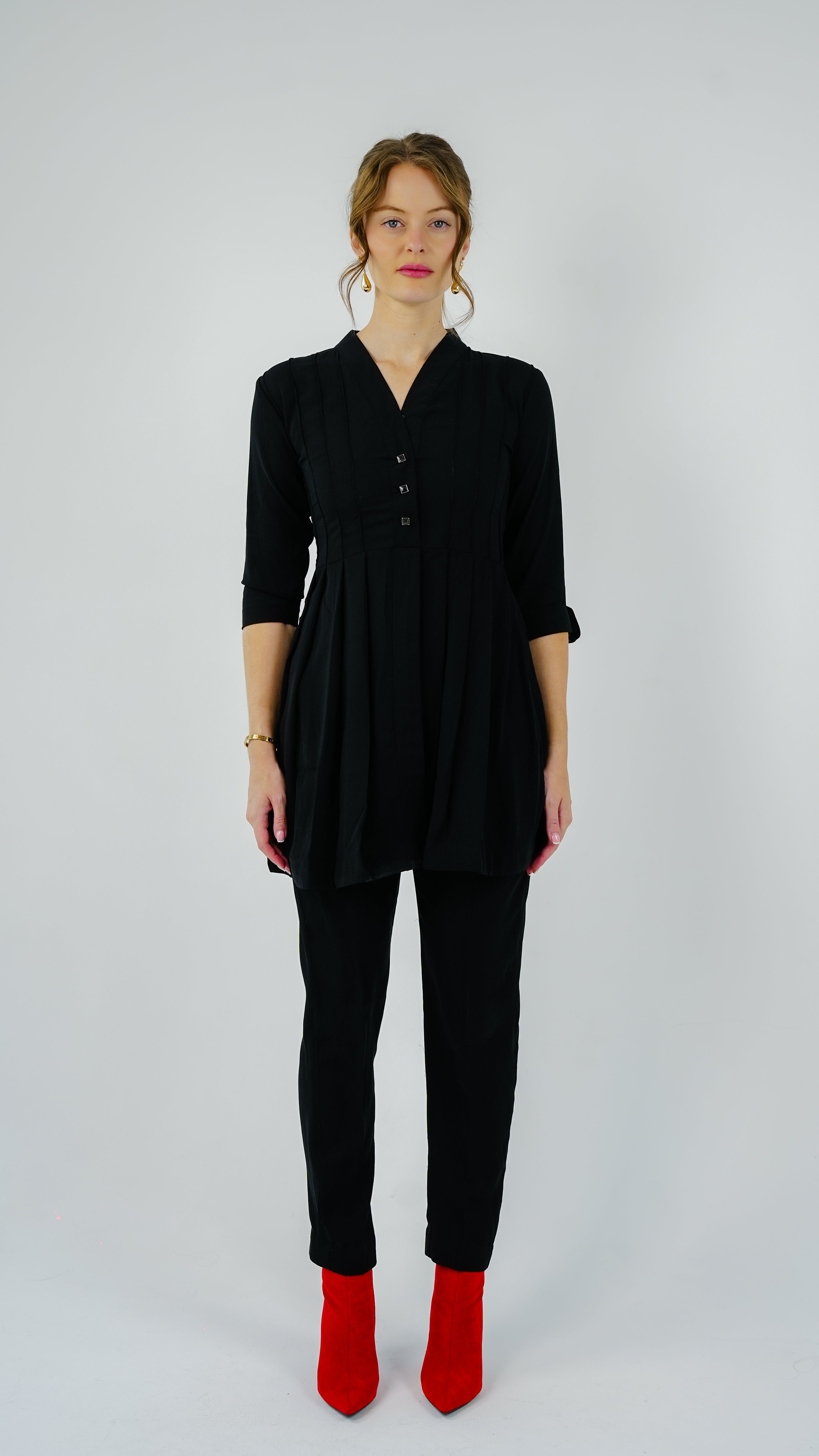 ANQ-10040-Noir Line Pintuck Co-Ord Set