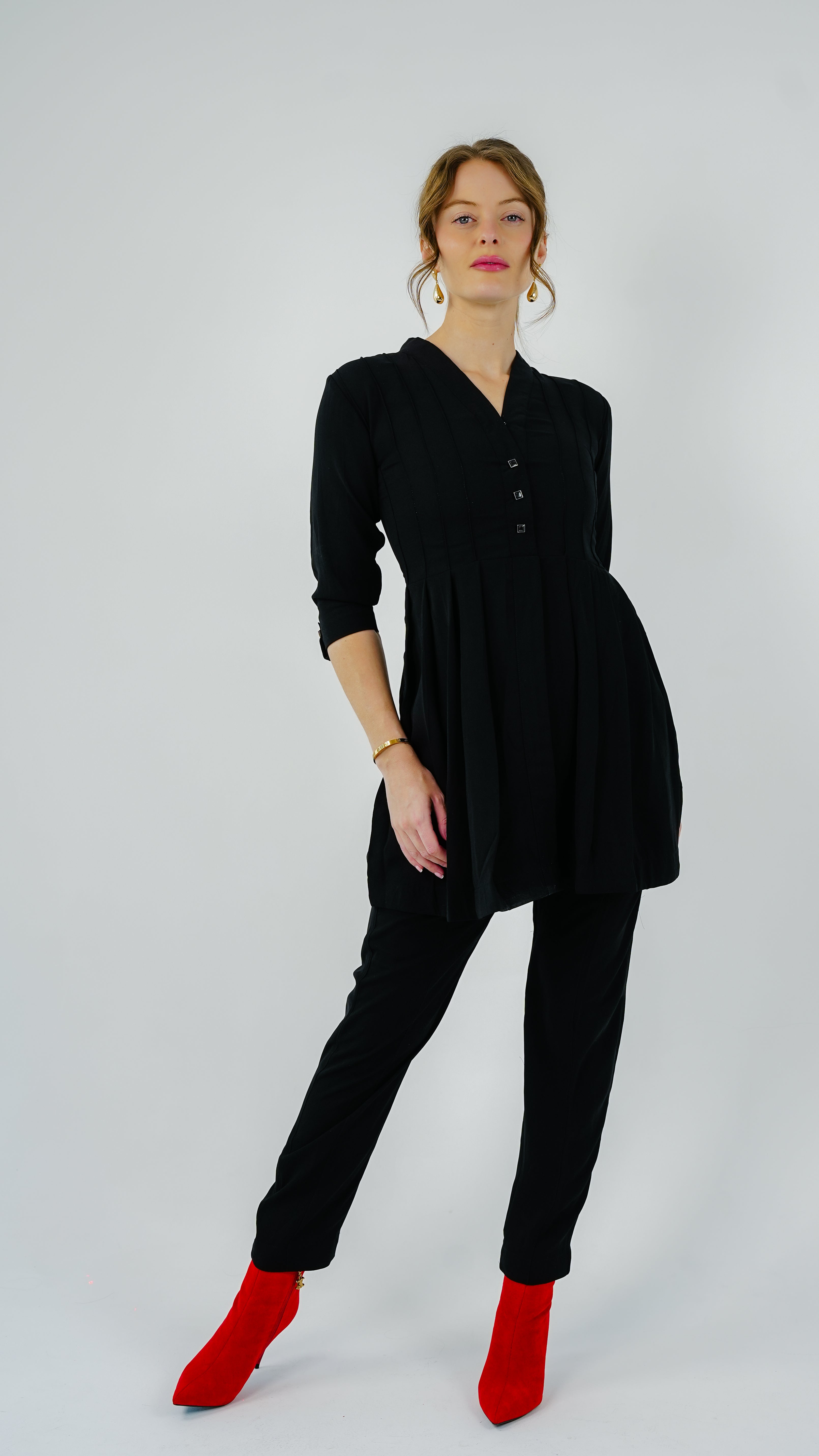ANQ-10040-Noir Line Pintuck Co-Ord Set