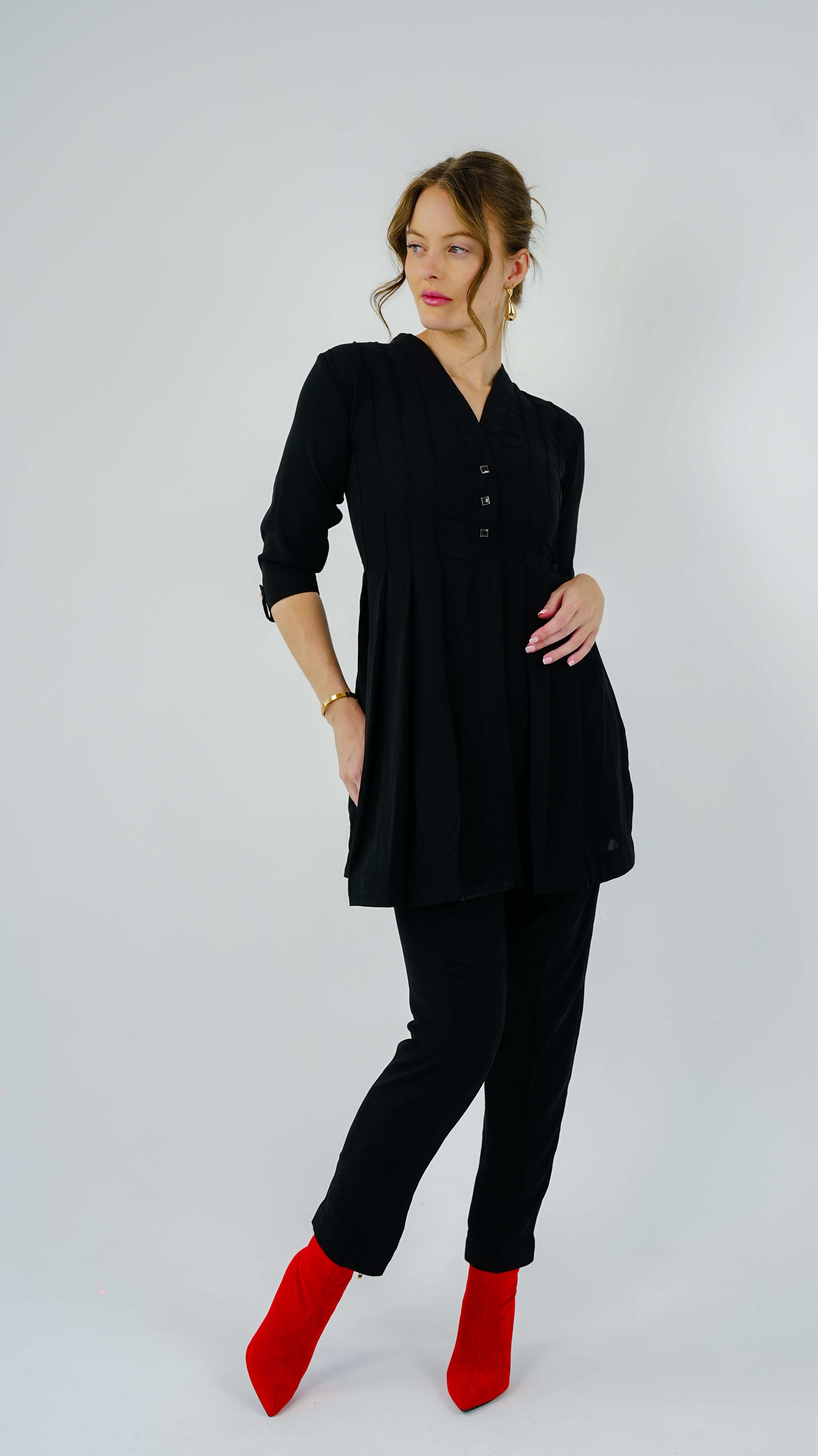 ANQ-10040-Noir Line Pintuck Co-Ord Set