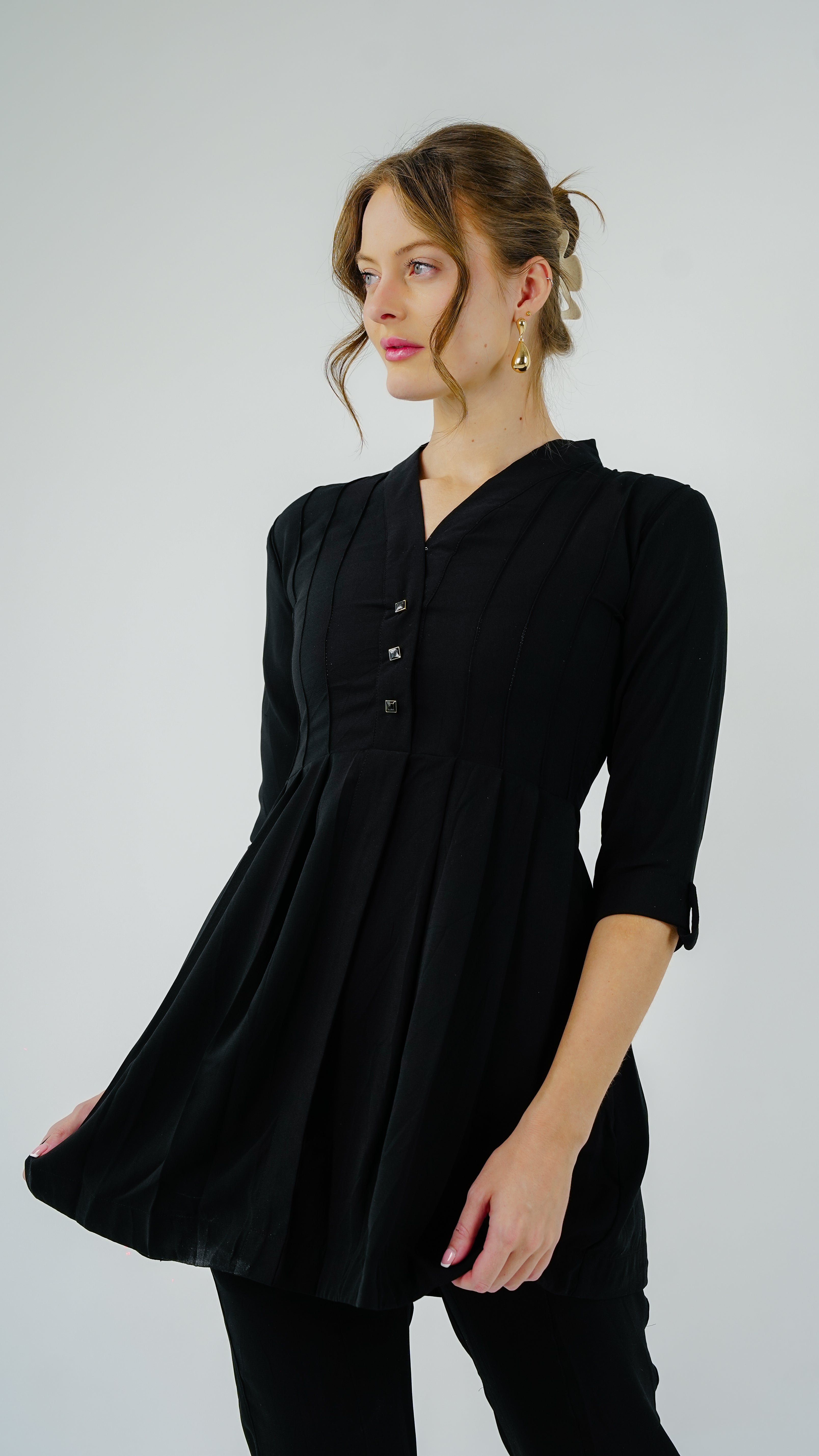ANQ-10040-Noir Line Pintuck Co-Ord Set