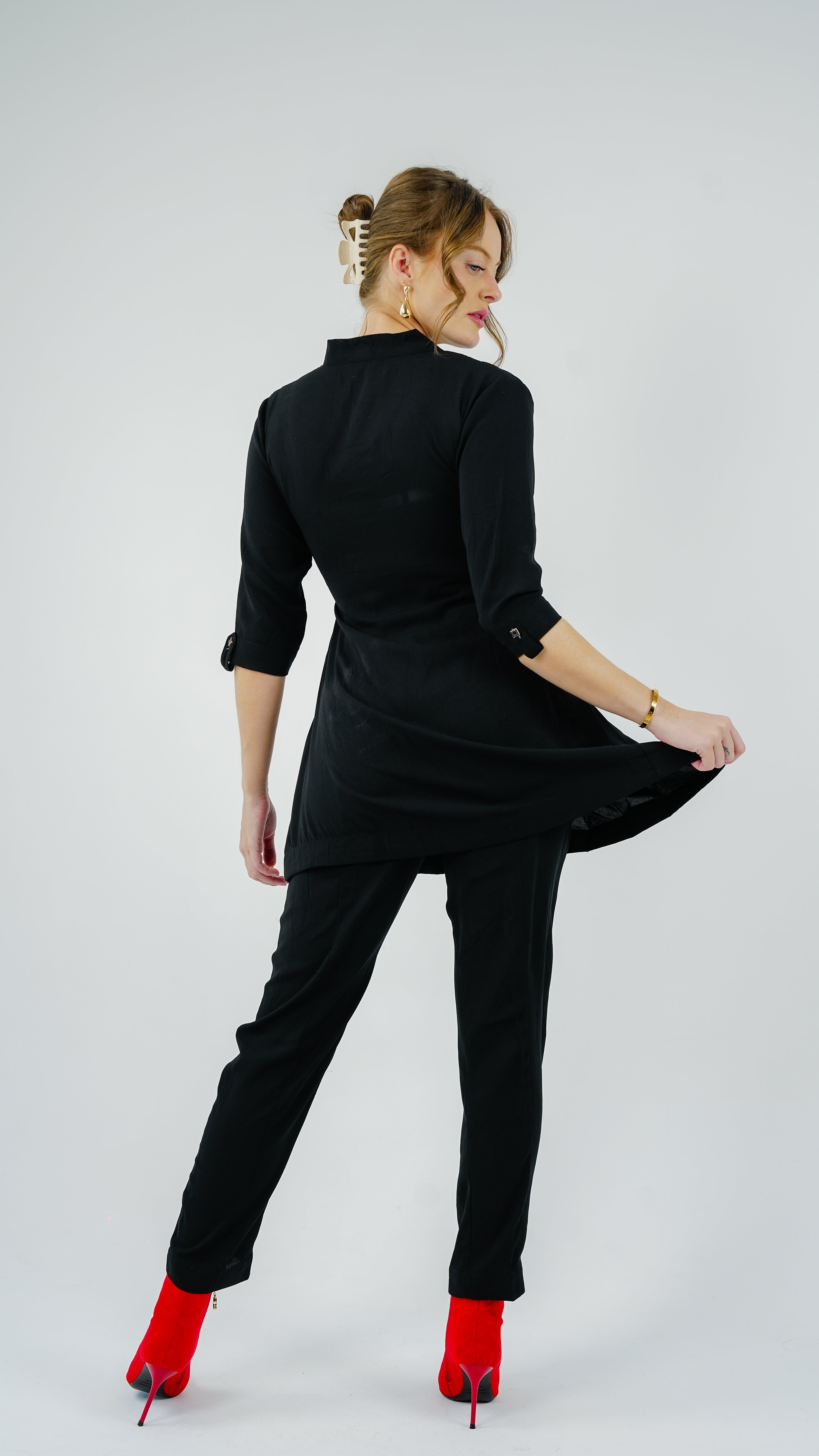 ANQ-10040-Noir Line Pintuck Co-Ord Set