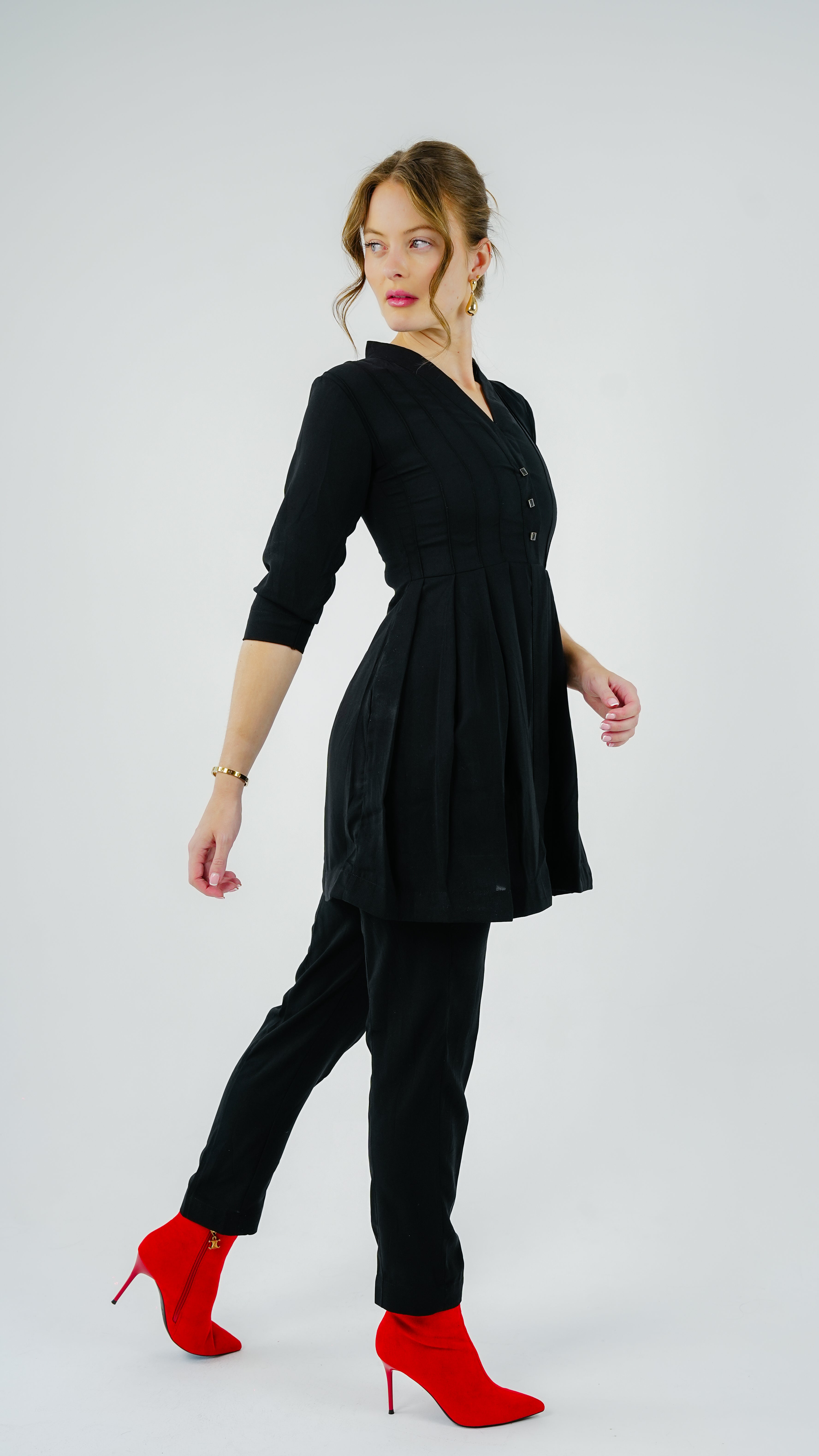 ANQ-10040-Noir Line Pintuck Co-Ord Set