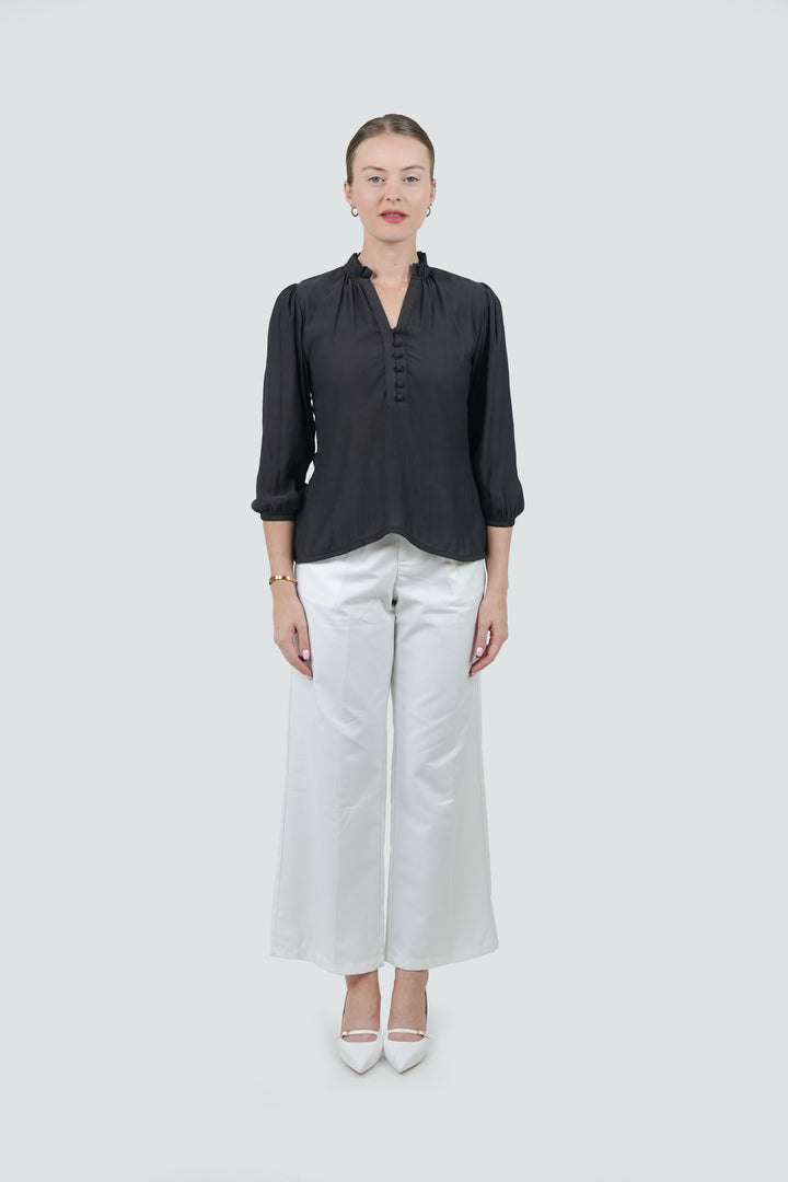 Ash Ruffle-Collar Crepe Shirt