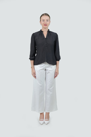 ANQ-10048-Ash Ruffle-Collar Crepe Shirt