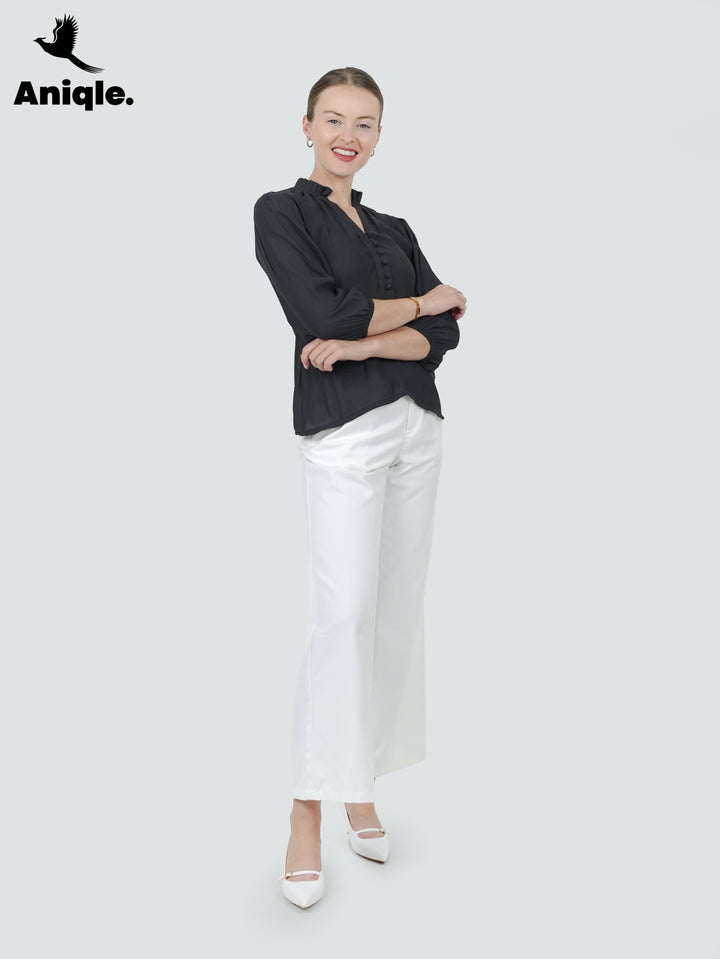 Ash Ruffle-Collar Crepe Shirt