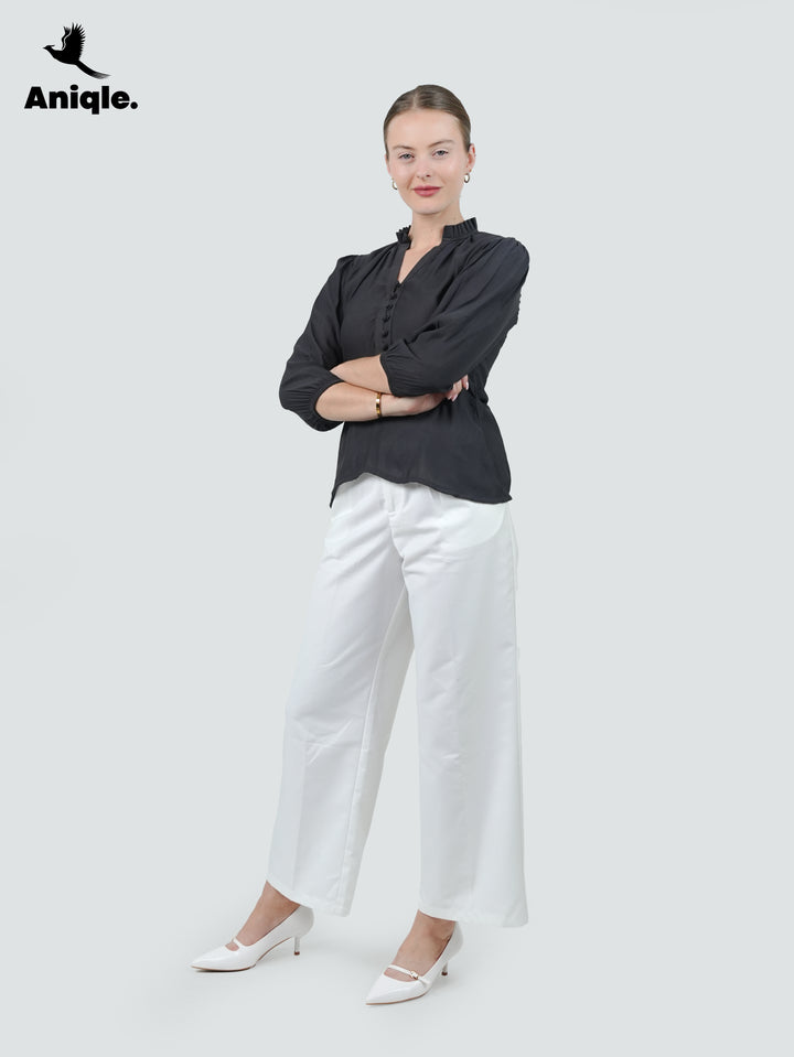 Ash Ruffle-Collar Crepe Shirt