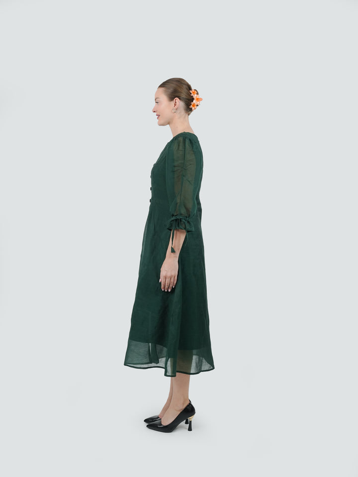 Evergreen Charm Front-Open Dress
