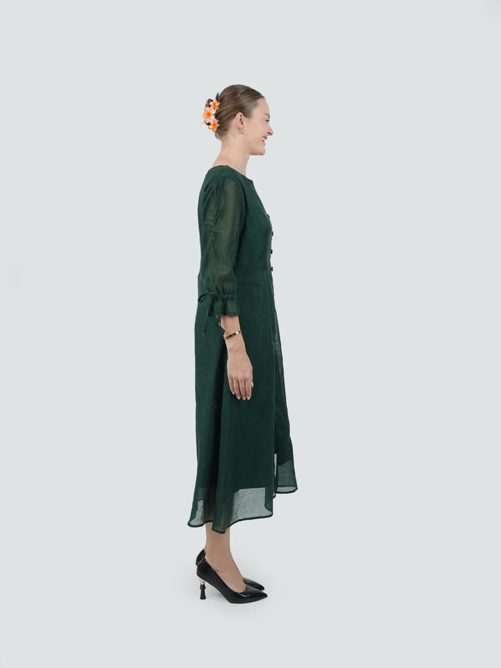 Evergreen Charm Front-Open Dress