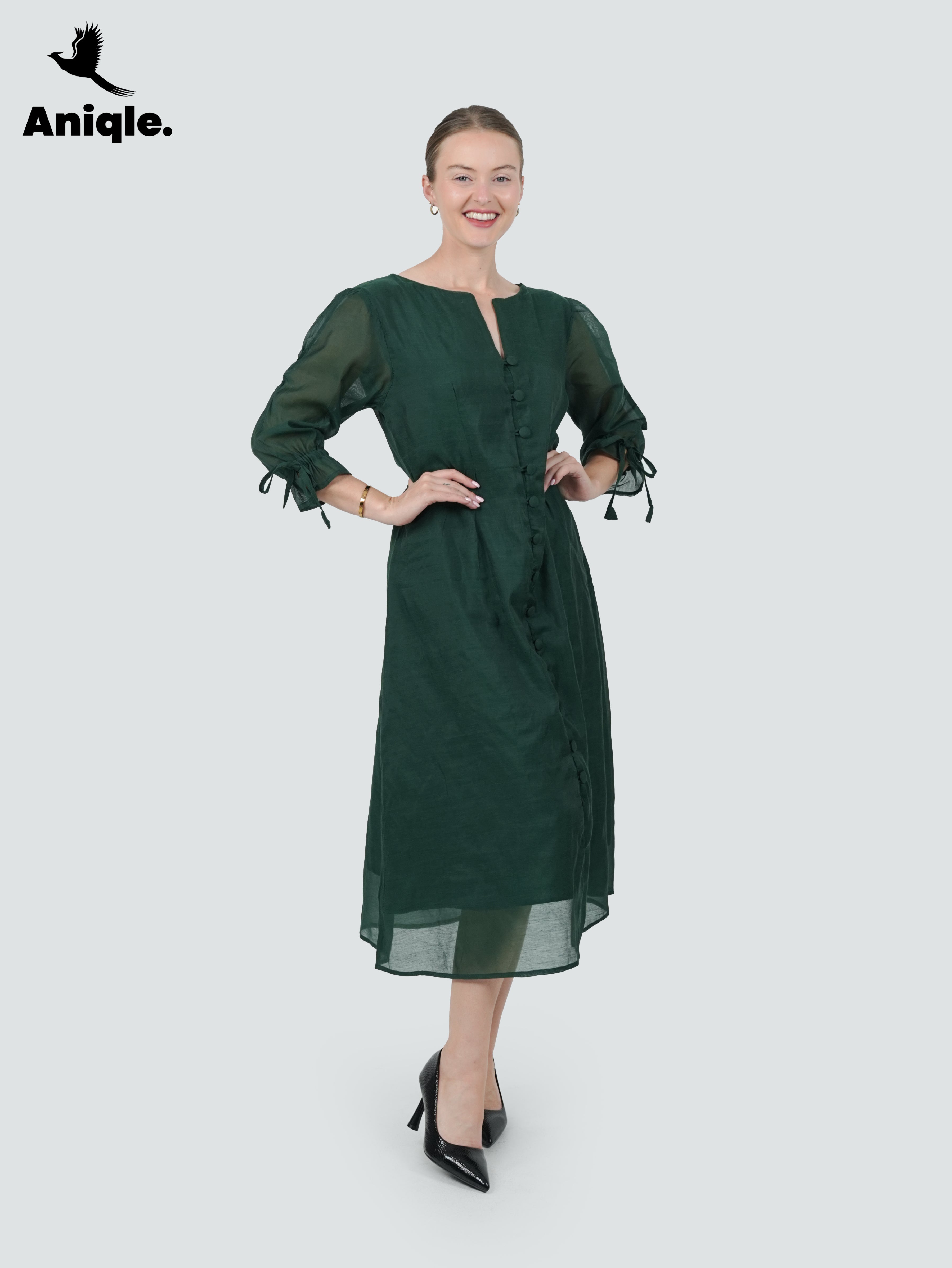 ANQ-10032-Evergreen Charm Front-Open Dress