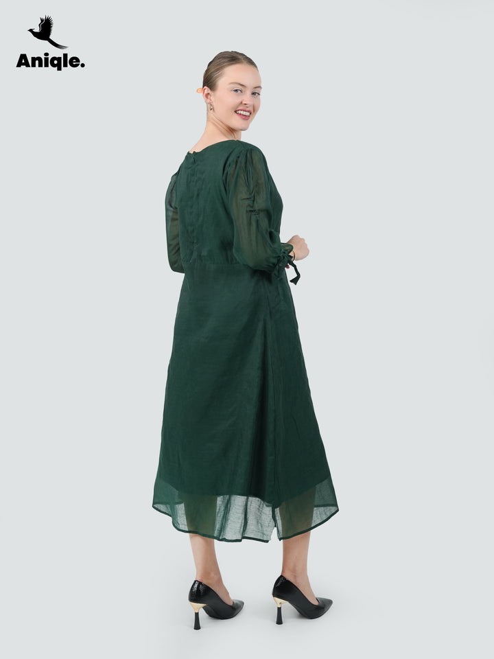 Evergreen Charm Front-Open Dress