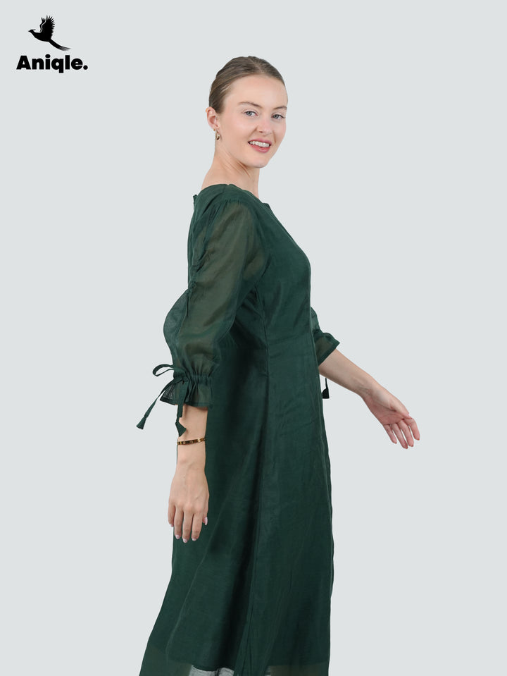 Evergreen Charm Front-Open Dress