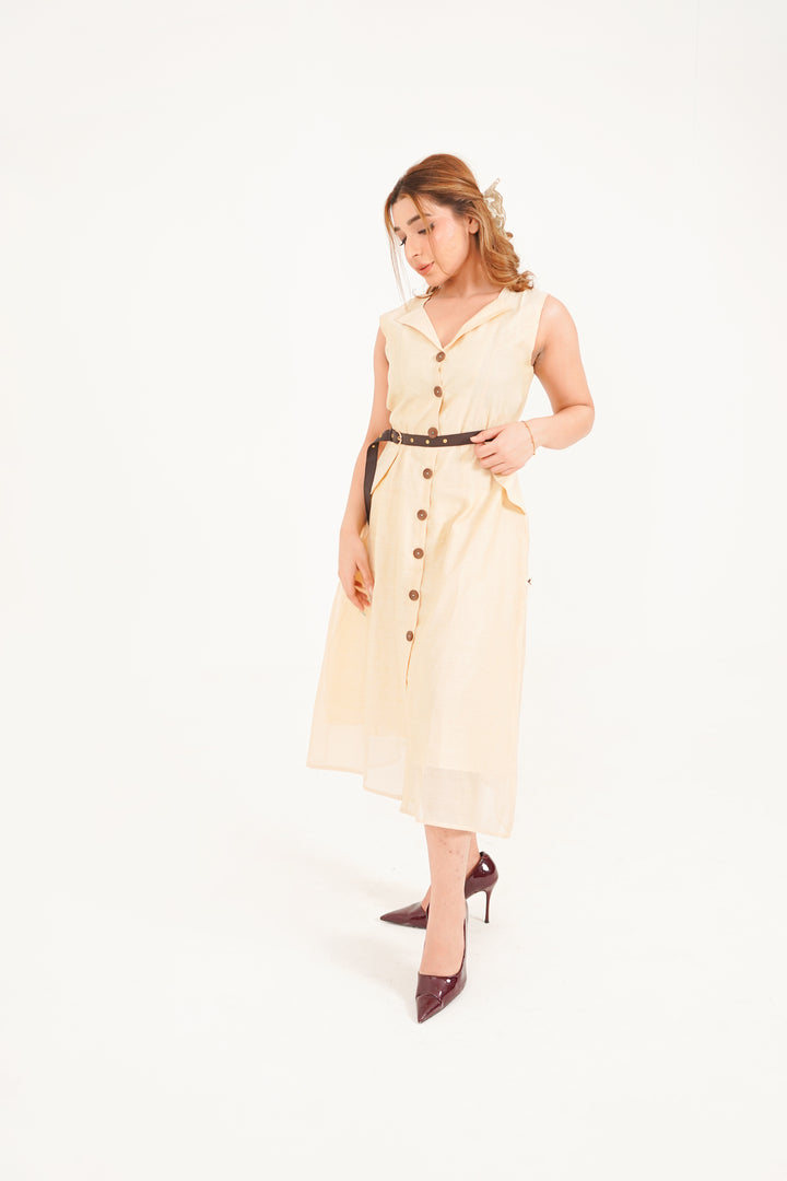 Solace Button-Front Midi Dress