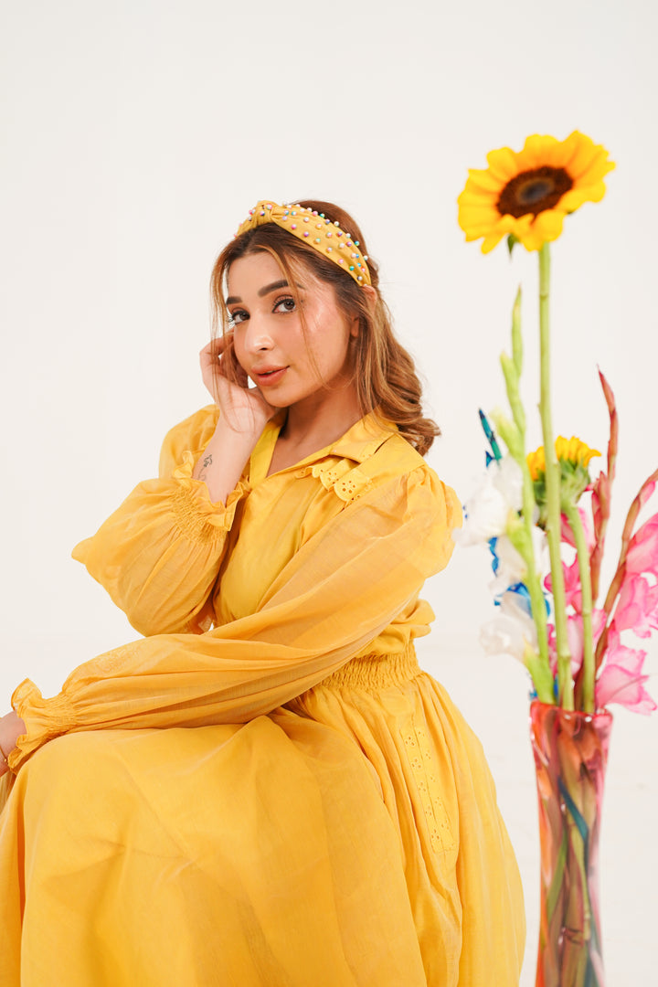 Saffron Meadow Smocked Maxi Dress