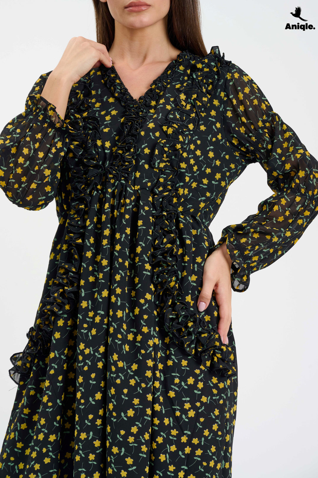 Floral ruffle-tiered  Maxi