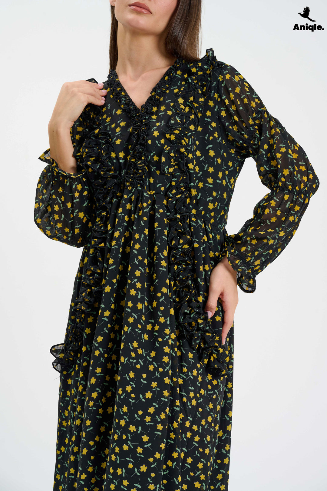 Floral ruffle-tiered  Maxi