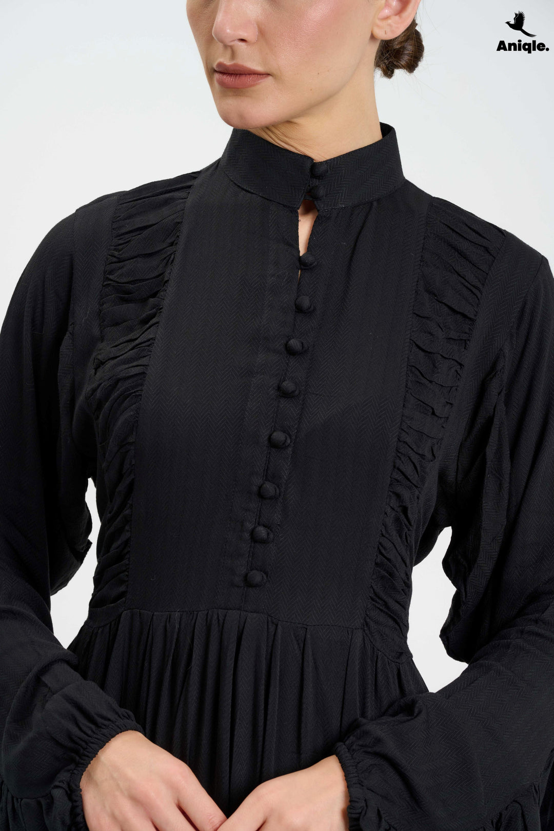 Black high-neck  tiered Maxi